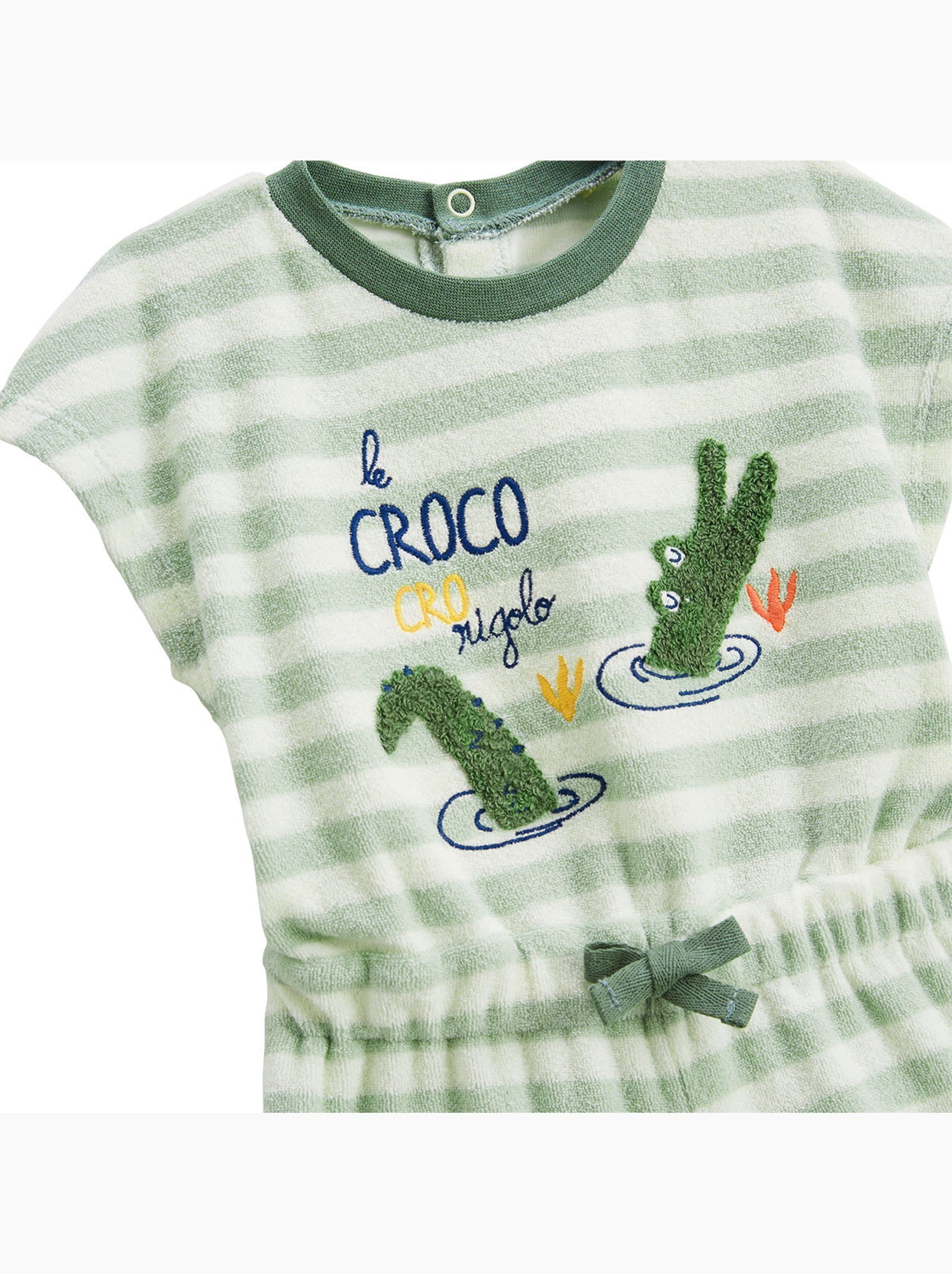 Combishort bébé en éponge crocro rigolo - Kaki