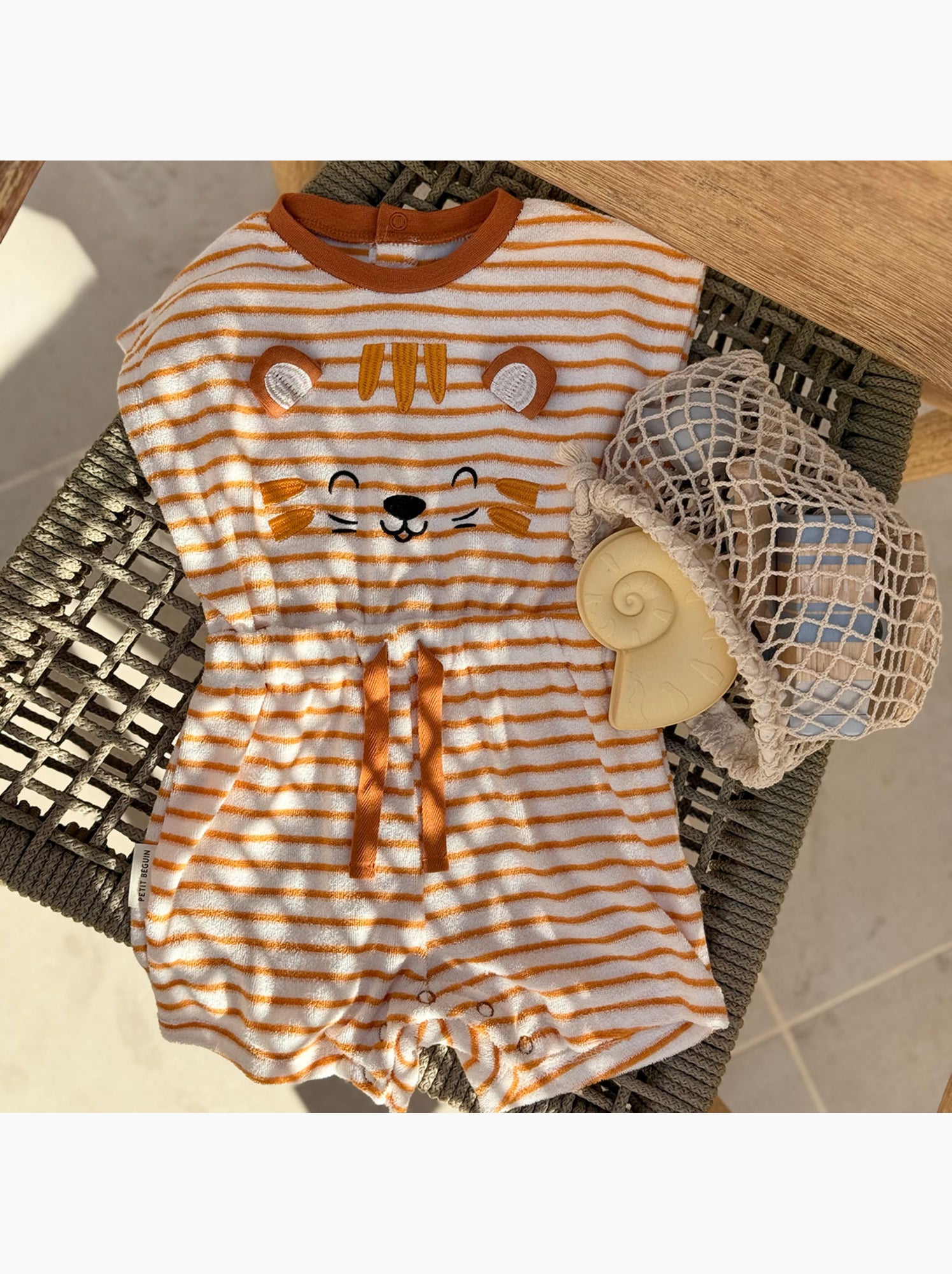 Combishort bébé en éponge mio - Orange
