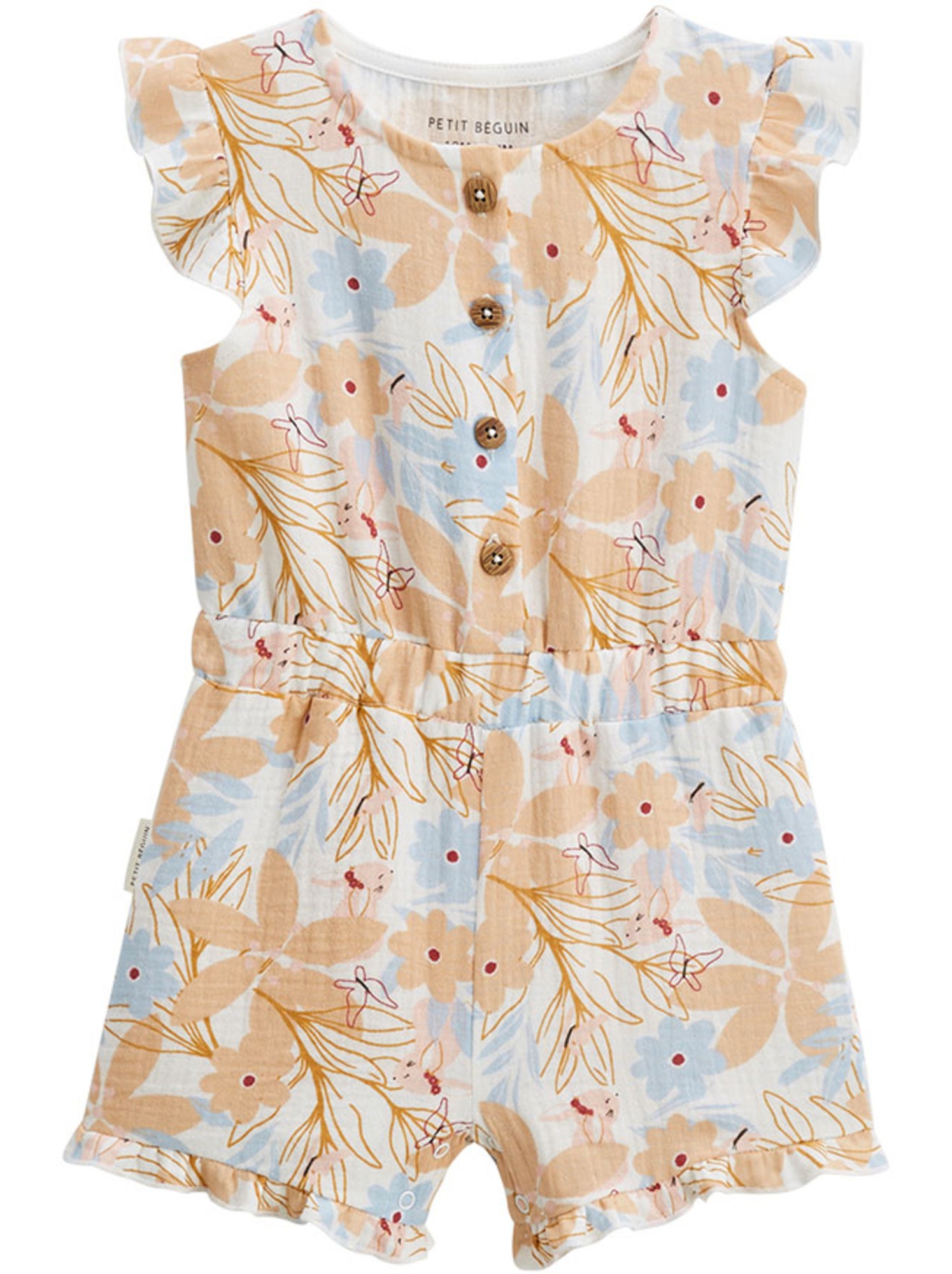 Combishort bébé en gaze de coton praline - Orange