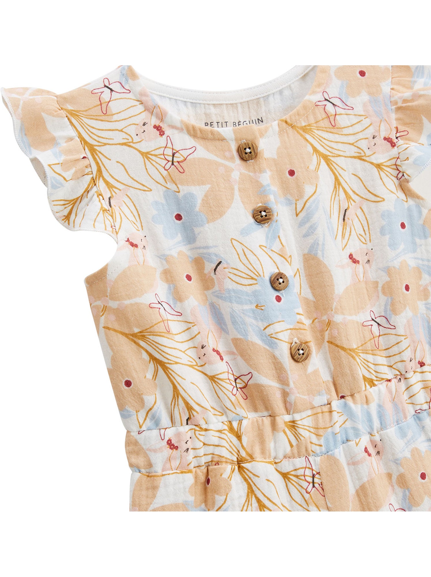 Combishort bébé en gaze de coton praline - Orange