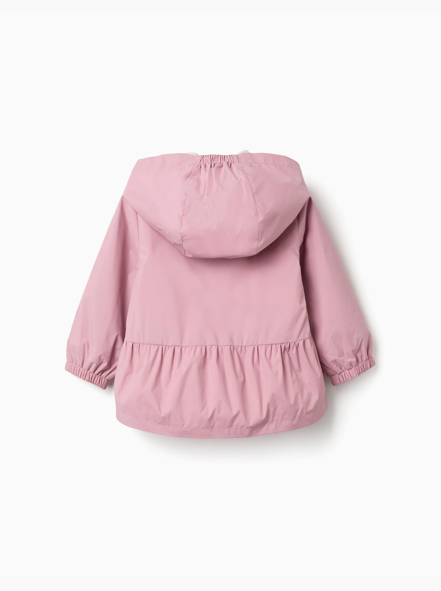 Coupe-vent avec capuche et ourlet à volants - Rose clair