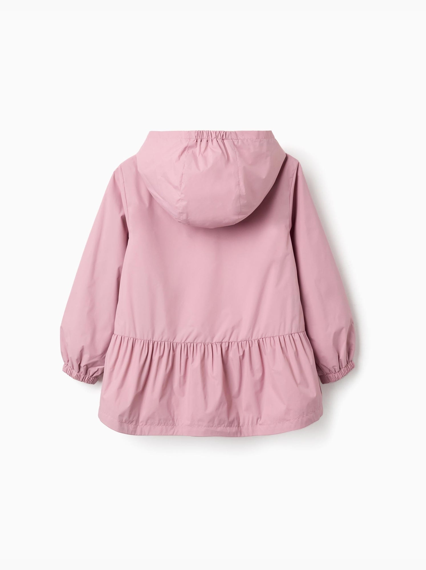 Coupe-vent avec capuche et ourlet à volants - Rose clair