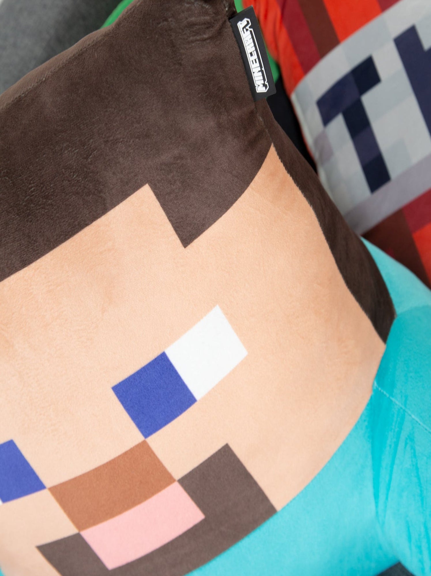 Coussin de lecture Alex avec dossier haut et accoudoirs 'Roba' - Minecraft - Bleu Beige