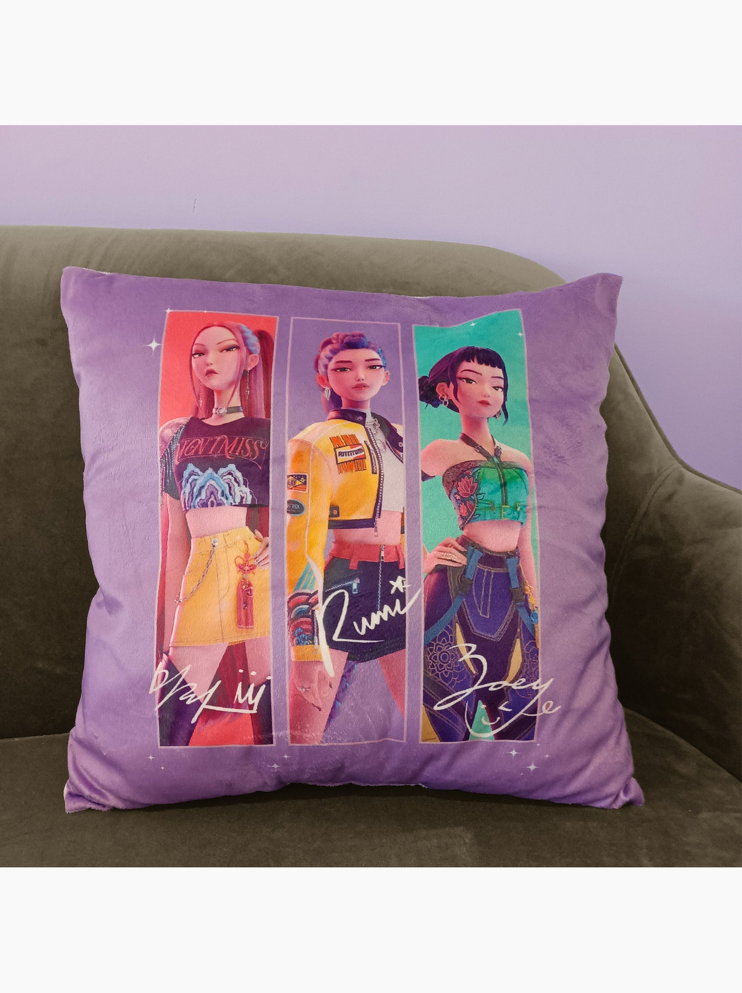 Coussin imprimé 100% polyester, kpop demon hunters tour - Rose