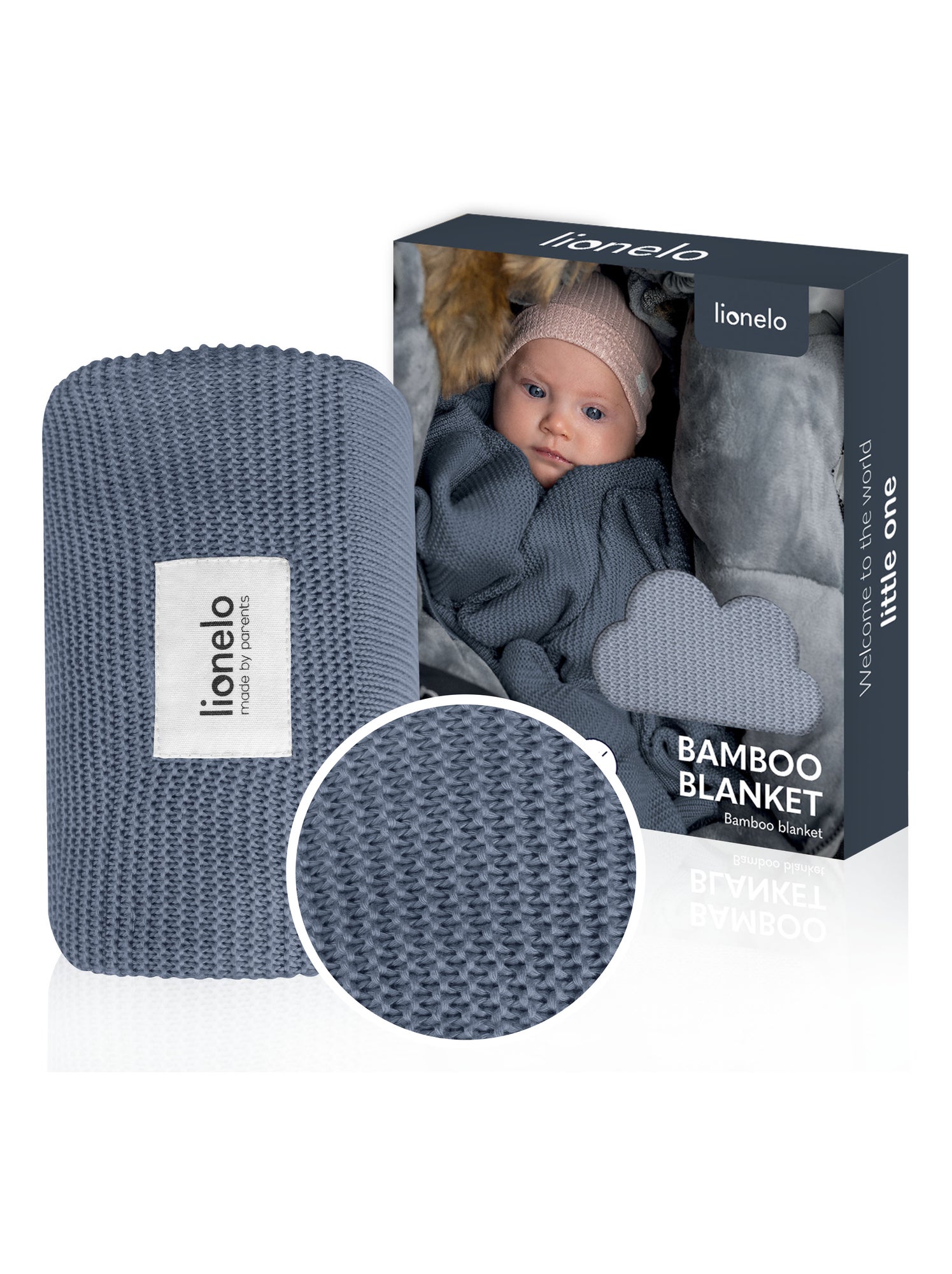 Couverture bébé 100% coton LIONELO - Hypoallergénique - Antibactérien - 100 × 75 cm - Bleu