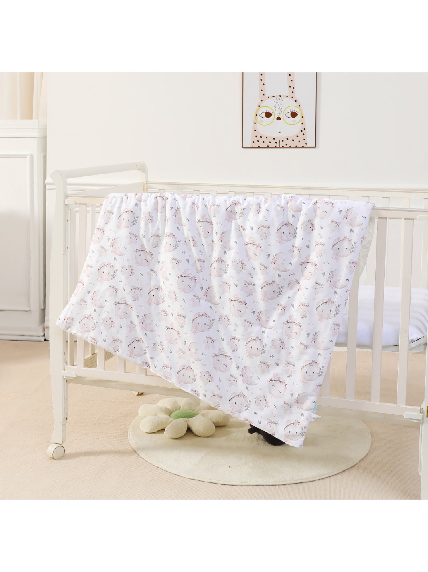 Couverture enfant en Coton Oeko-tex et Minky | SUPERBE BEBE - Blanc