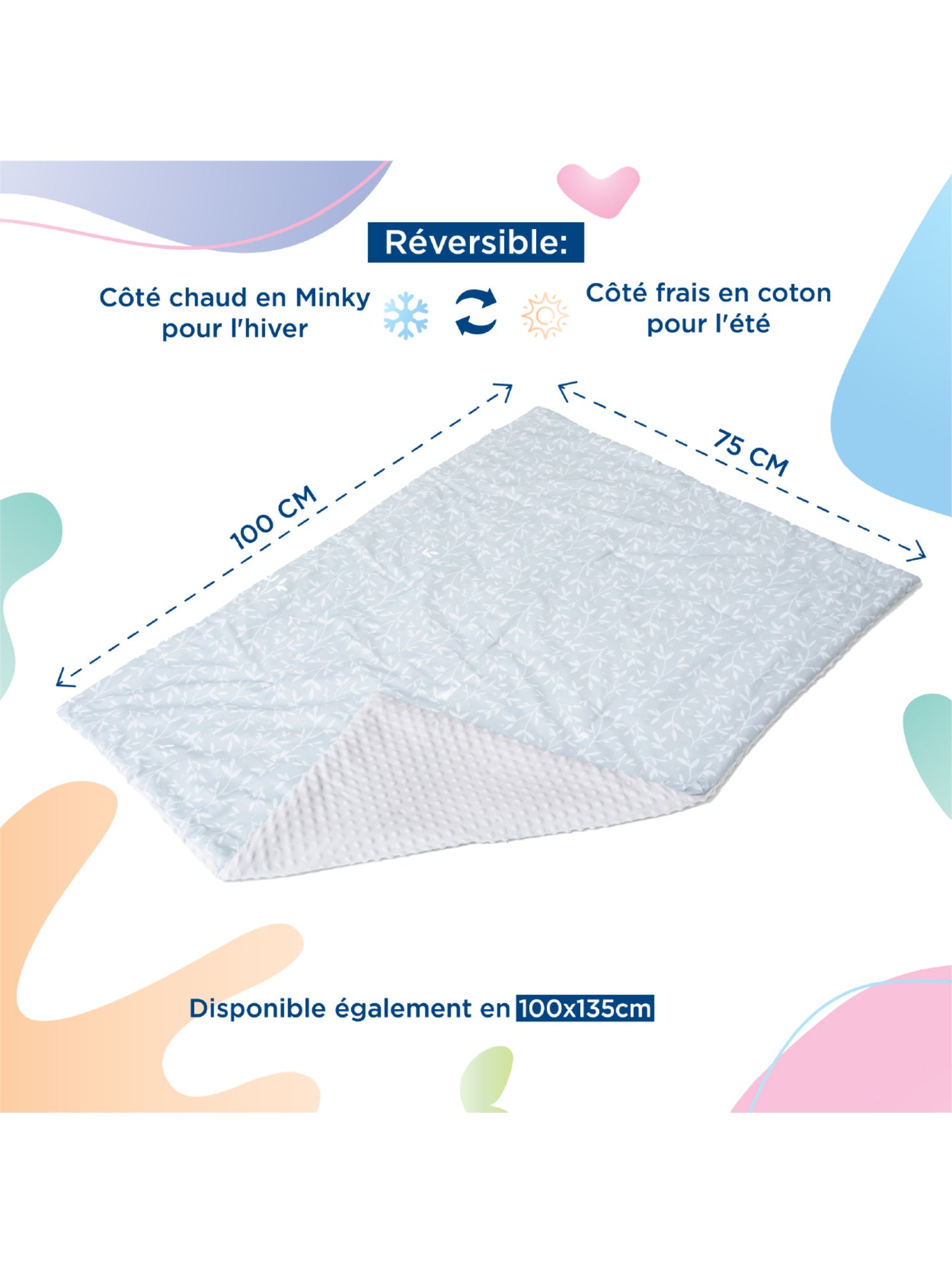 Couverture enfant en Coton Oeko-tex et Minky | SUPERBE BEBE - Blanc Vert