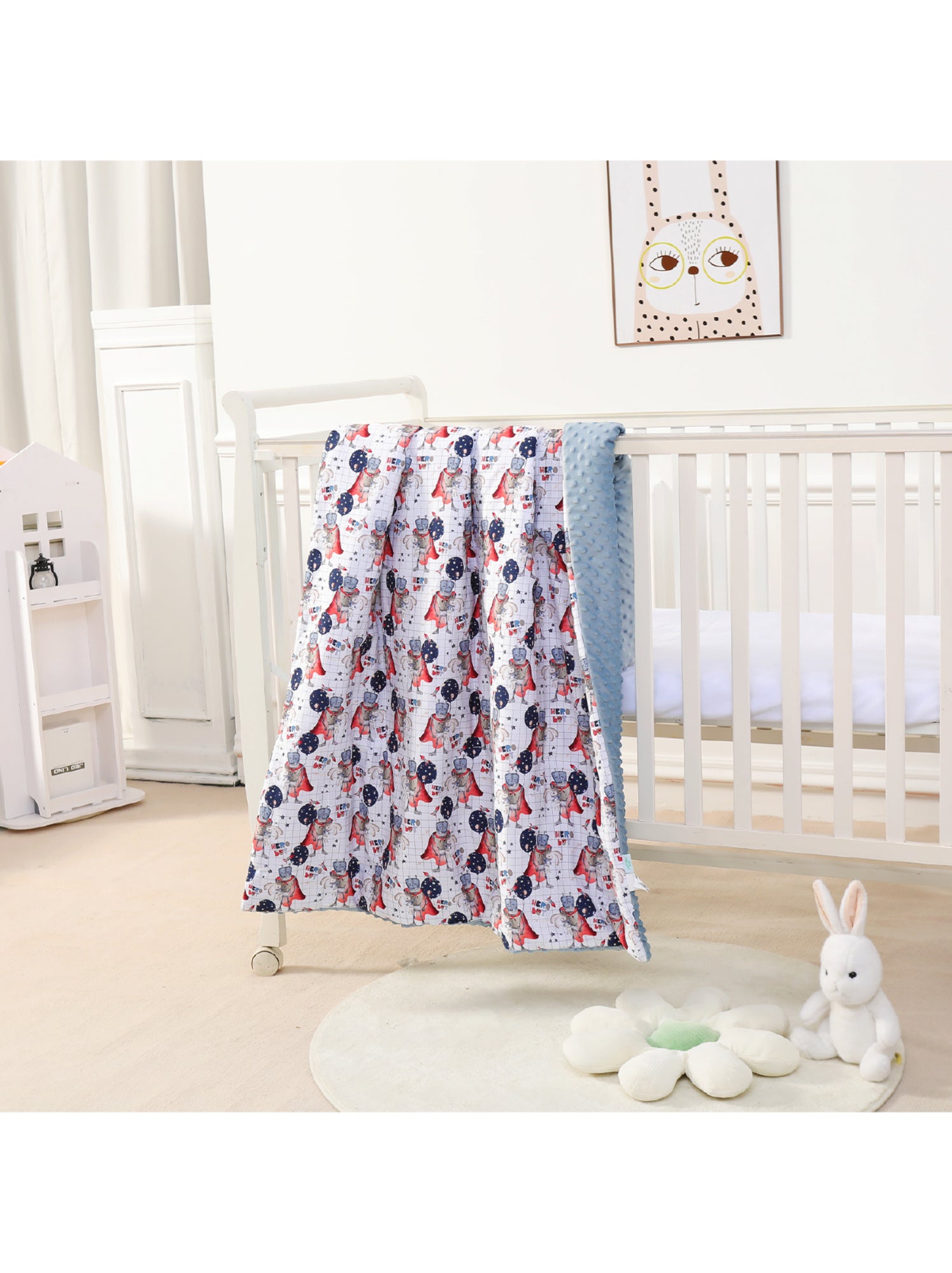 Couverture enfant en Coton Oeko-tex et Minky | SUPERBE BEBE - Gris