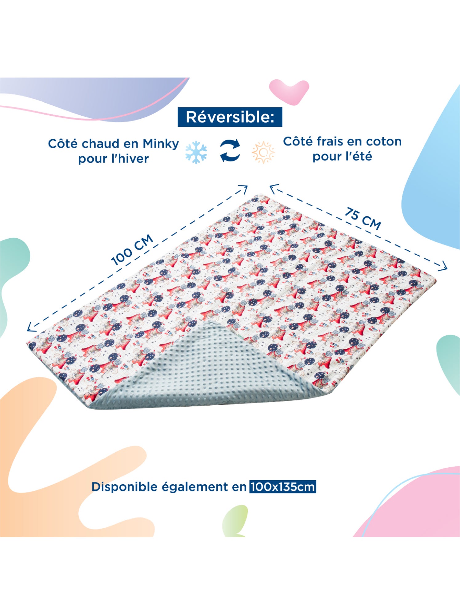 Couverture enfant en Coton Oeko-tex et Minky | SUPERBE BEBE - Gris