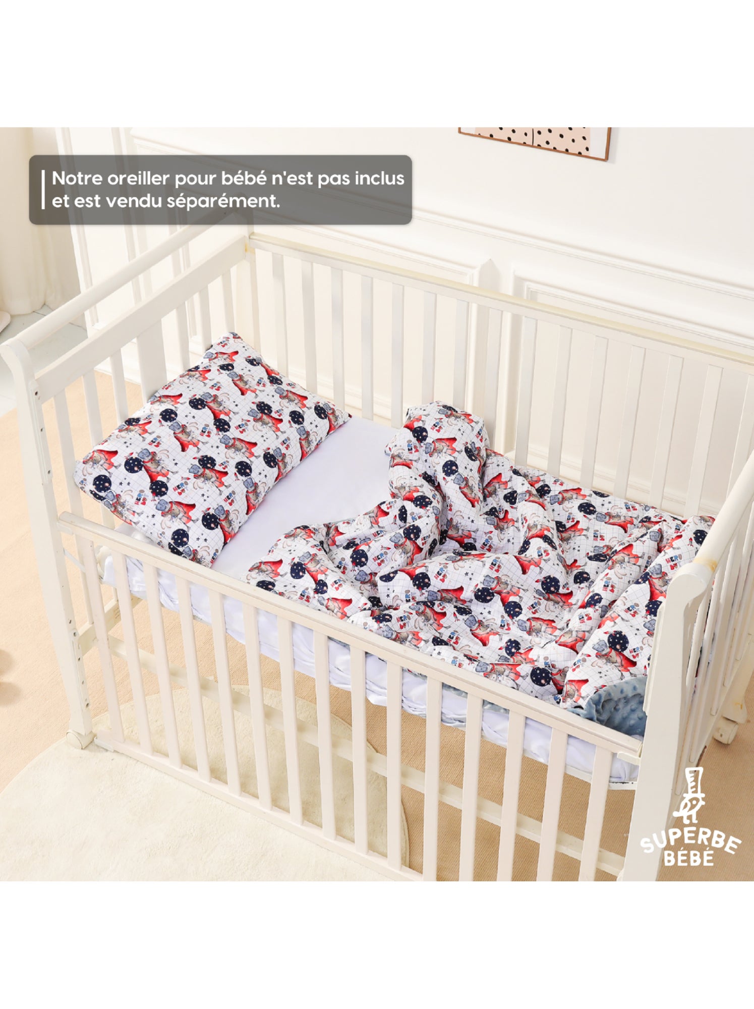 Couverture enfant en Coton Oeko-tex et Minky | SUPERBE BEBE - Gris