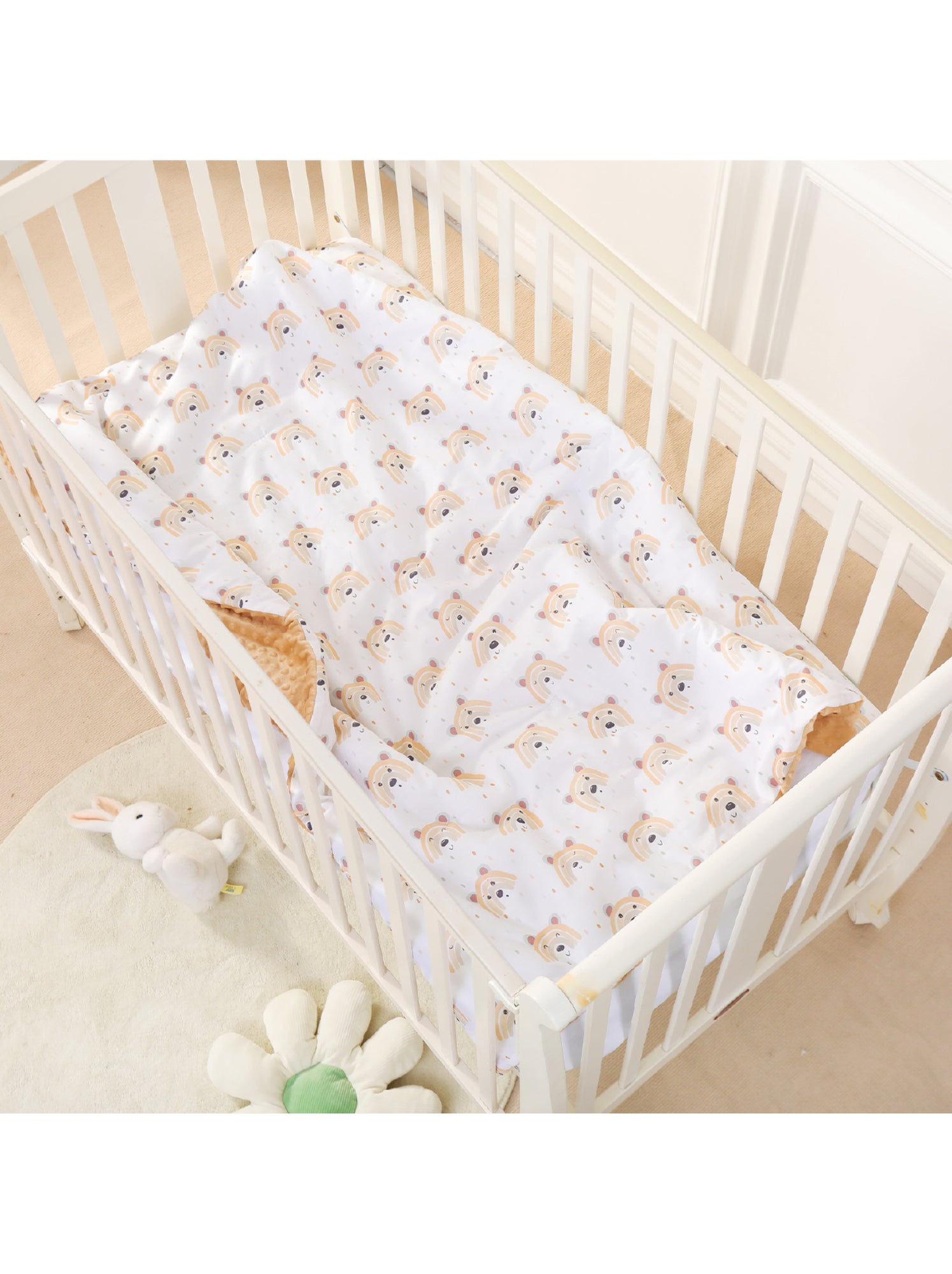 Couverture enfant en Coton Oeko-tex et Minky | SUPERBE BEBE - Jaune or