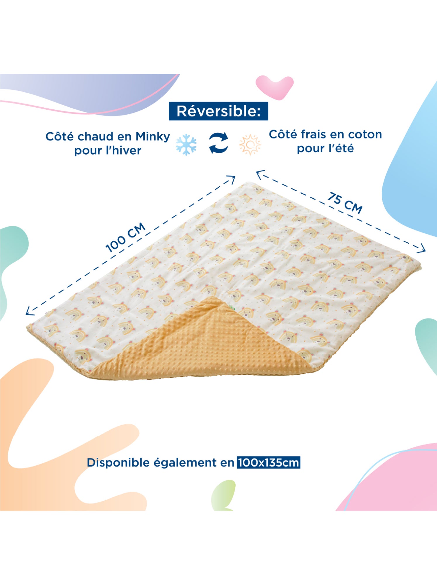 Couverture enfant en Coton Oeko-tex et Minky | SUPERBE BEBE - Jaune or