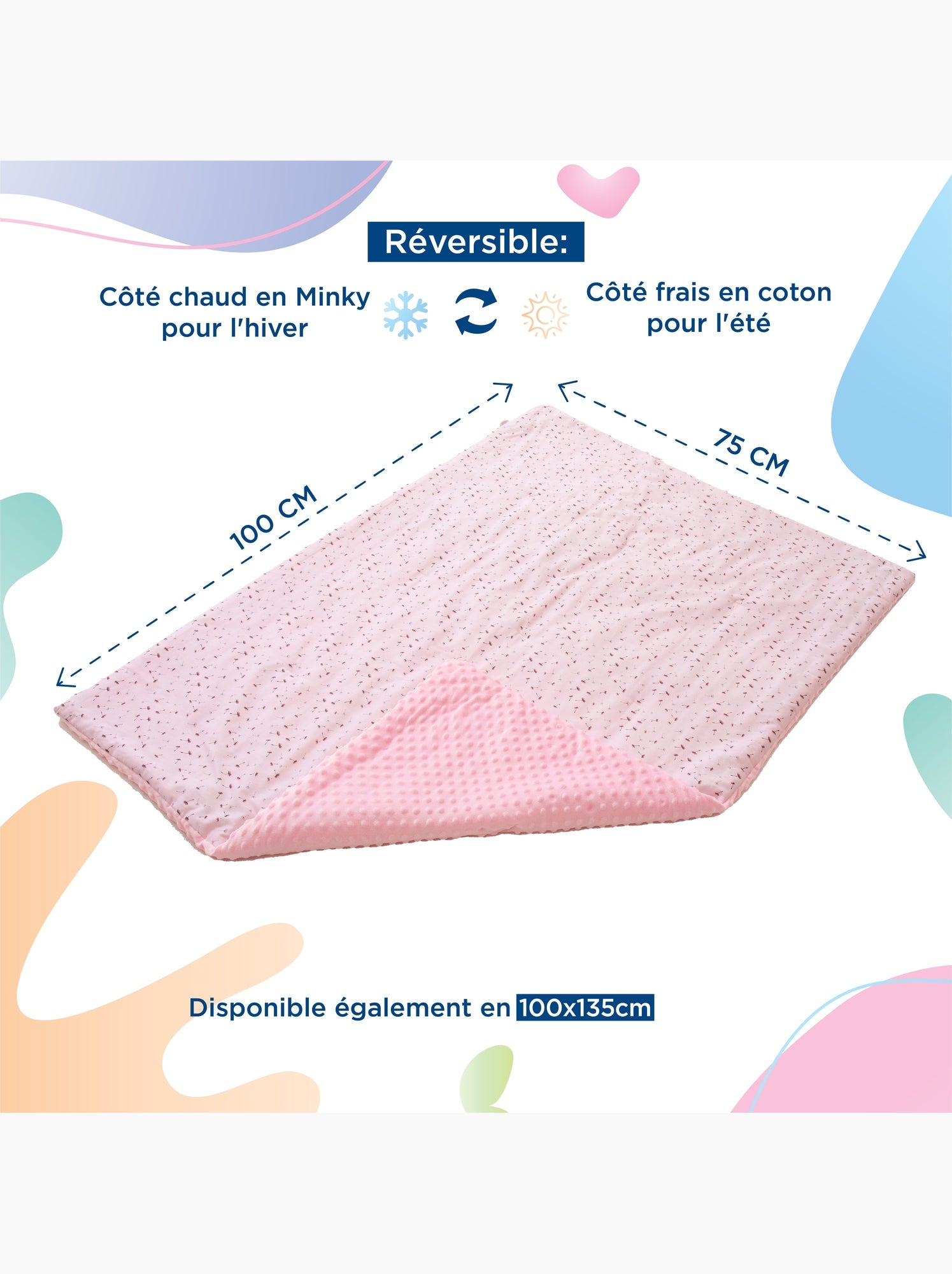 Couverture enfant en Coton Oeko-tex et Minky | SUPERBE BEBE - Rose