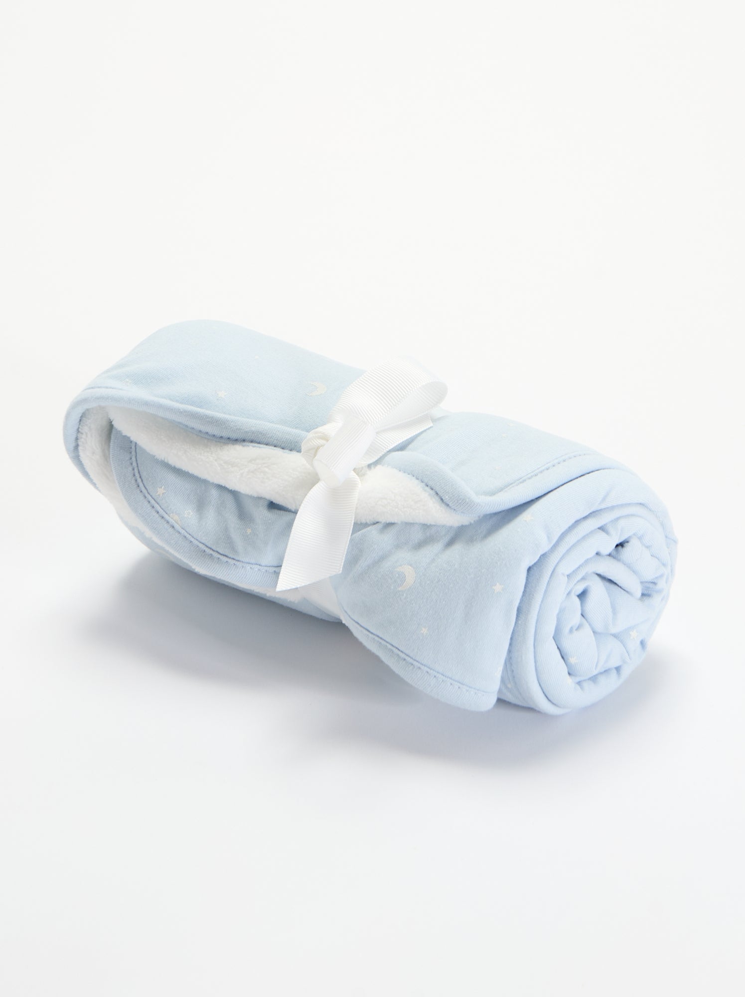 Couverture imprimée  en coton jersey et polaire - Bleu