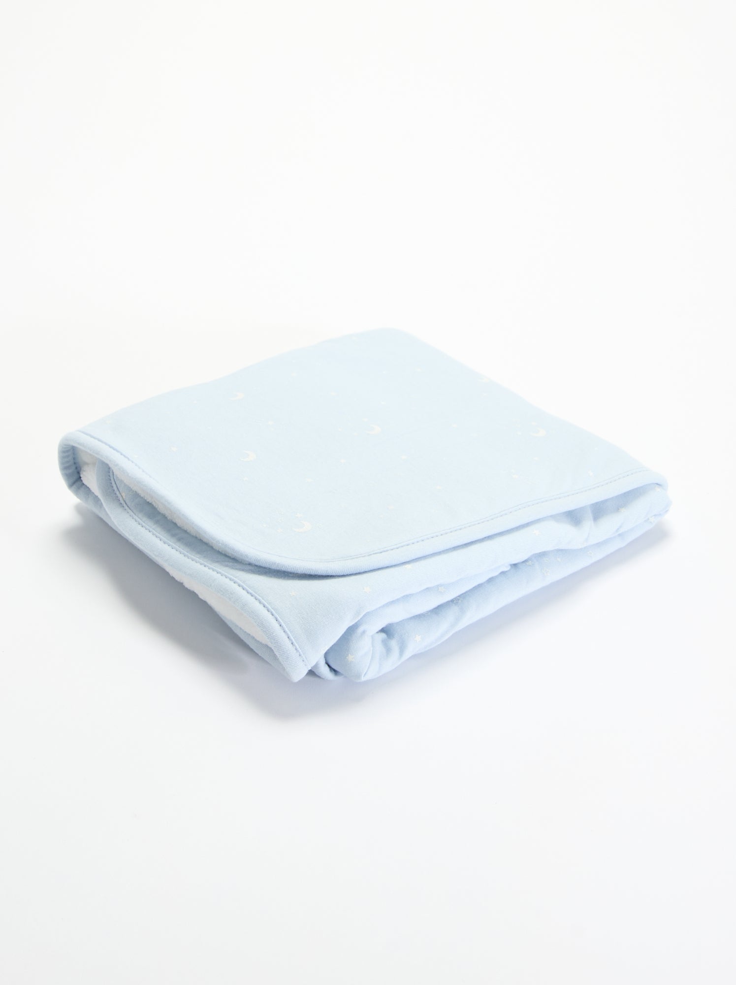 Couverture imprimée  en coton jersey et polaire - Bleu