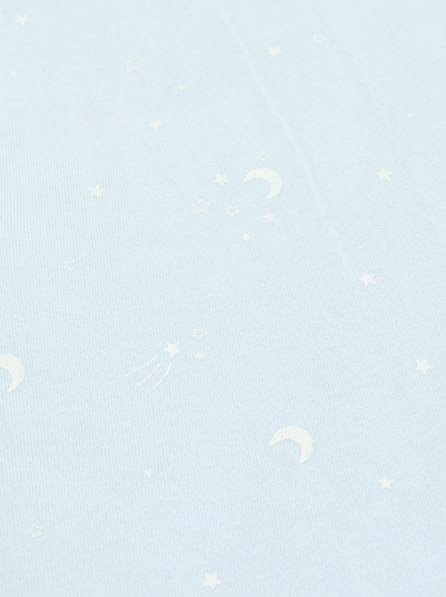 Couverture imprimée  en coton jersey et polaire - Bleu