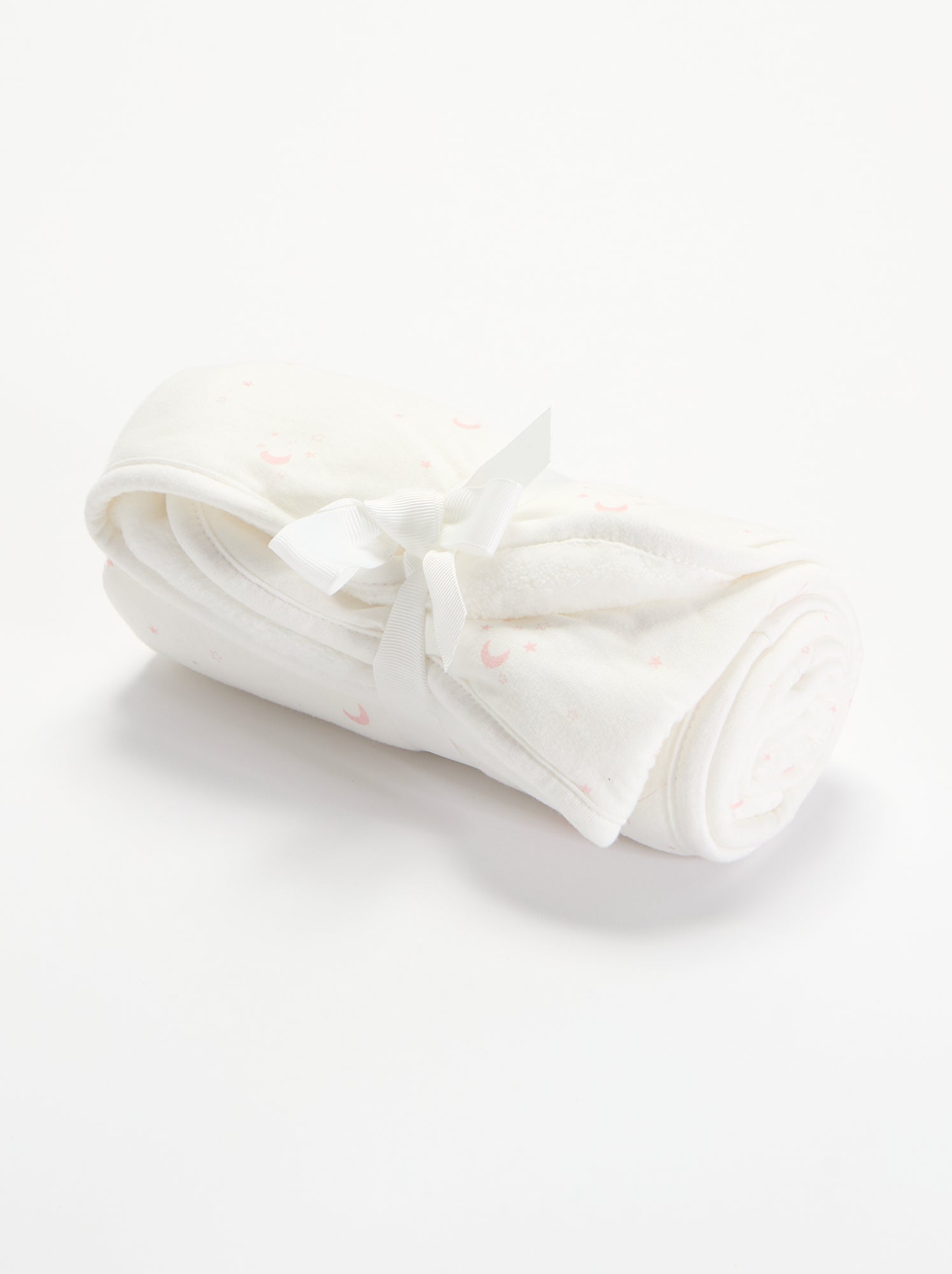 Couverture imprimée  en coton jersey et polaire - Rose