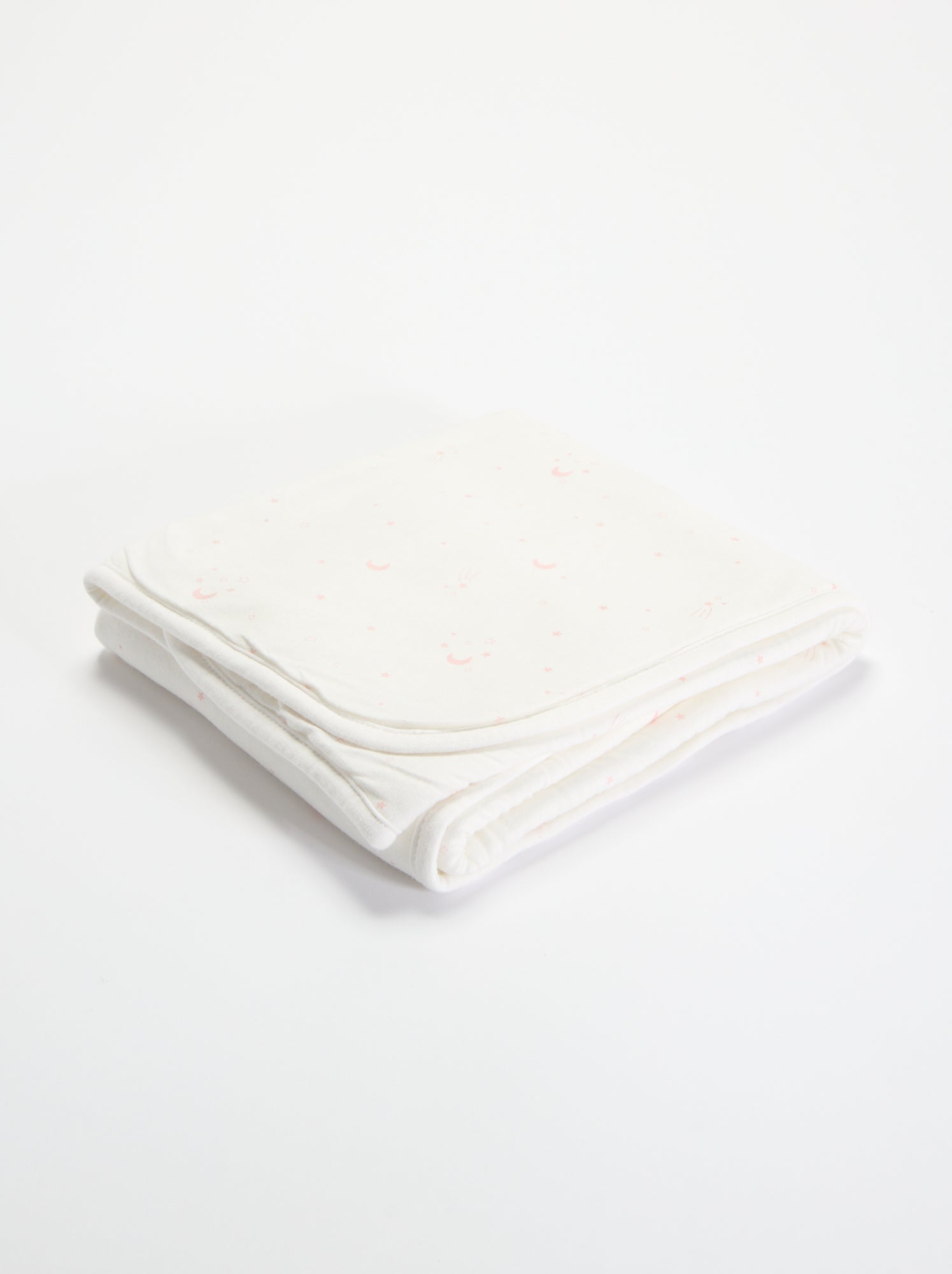 Couverture imprimée  en coton jersey et polaire - Rose