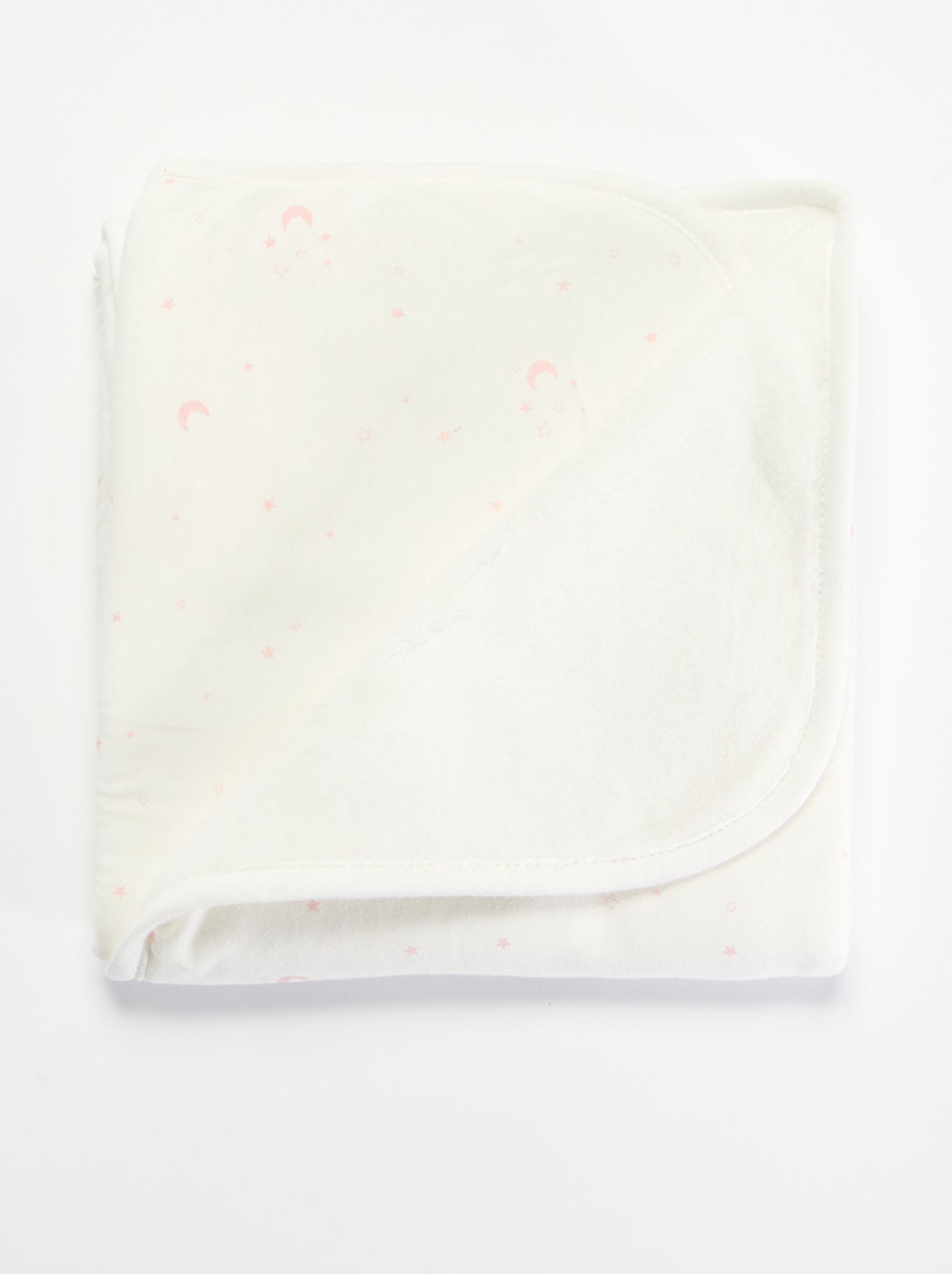 Couverture imprimée  en coton jersey et polaire - Rose
