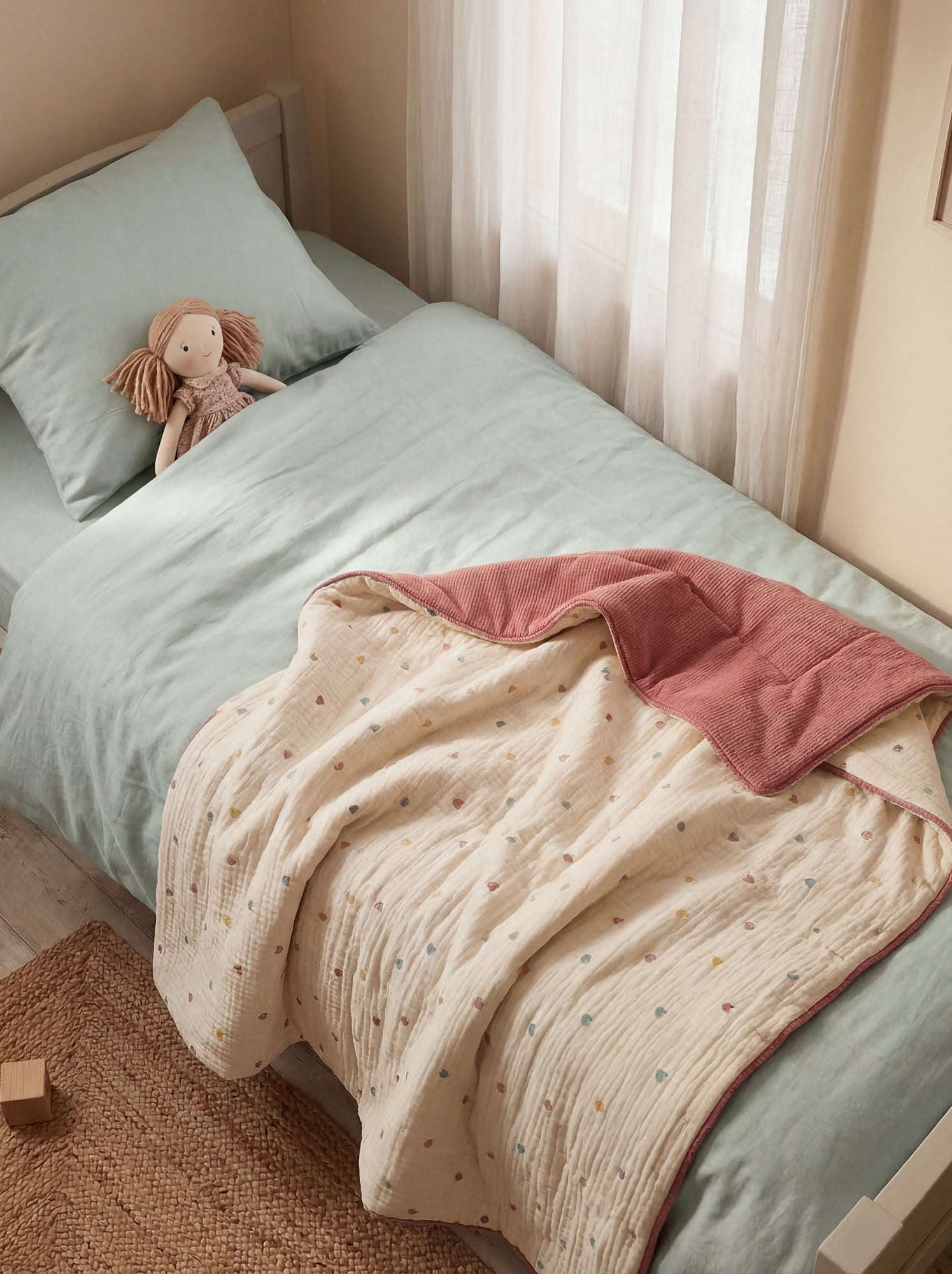 Couverture réversible 110 x 150 cm - Beige