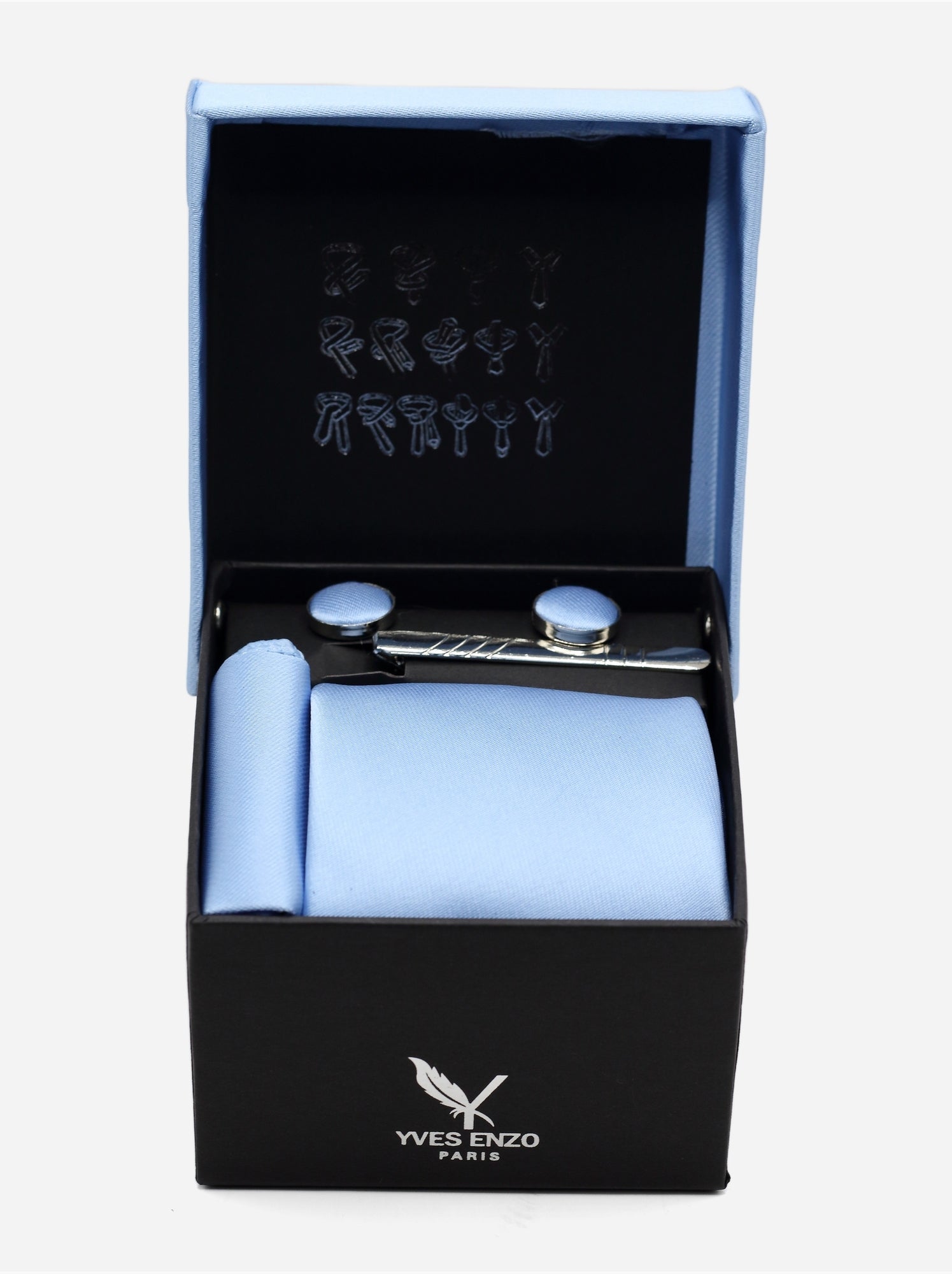 Cravate en coffret - Yves Enzo - Bleu ciel