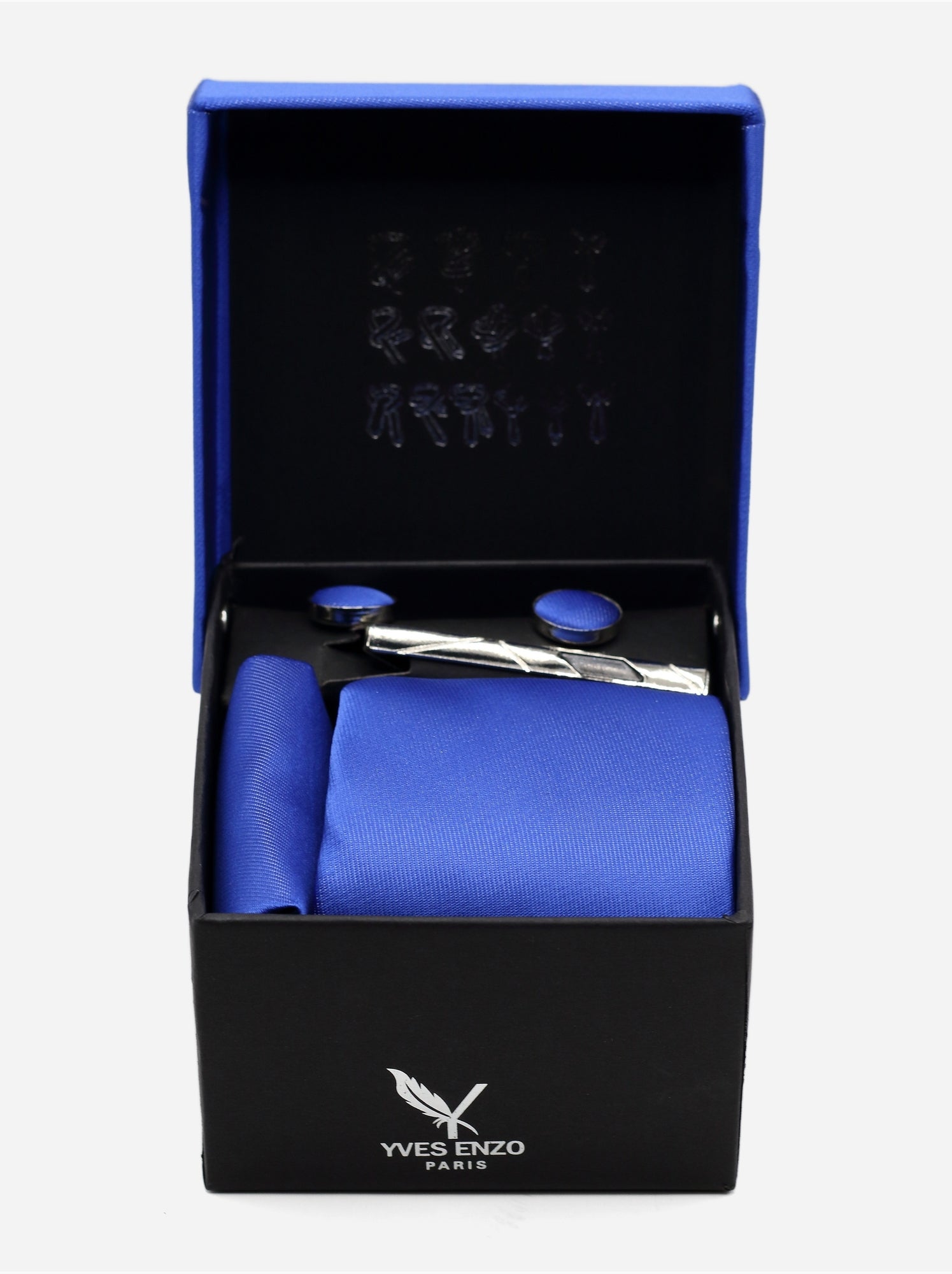 Cravate en coffret - Yves Enzo - Bleu roi