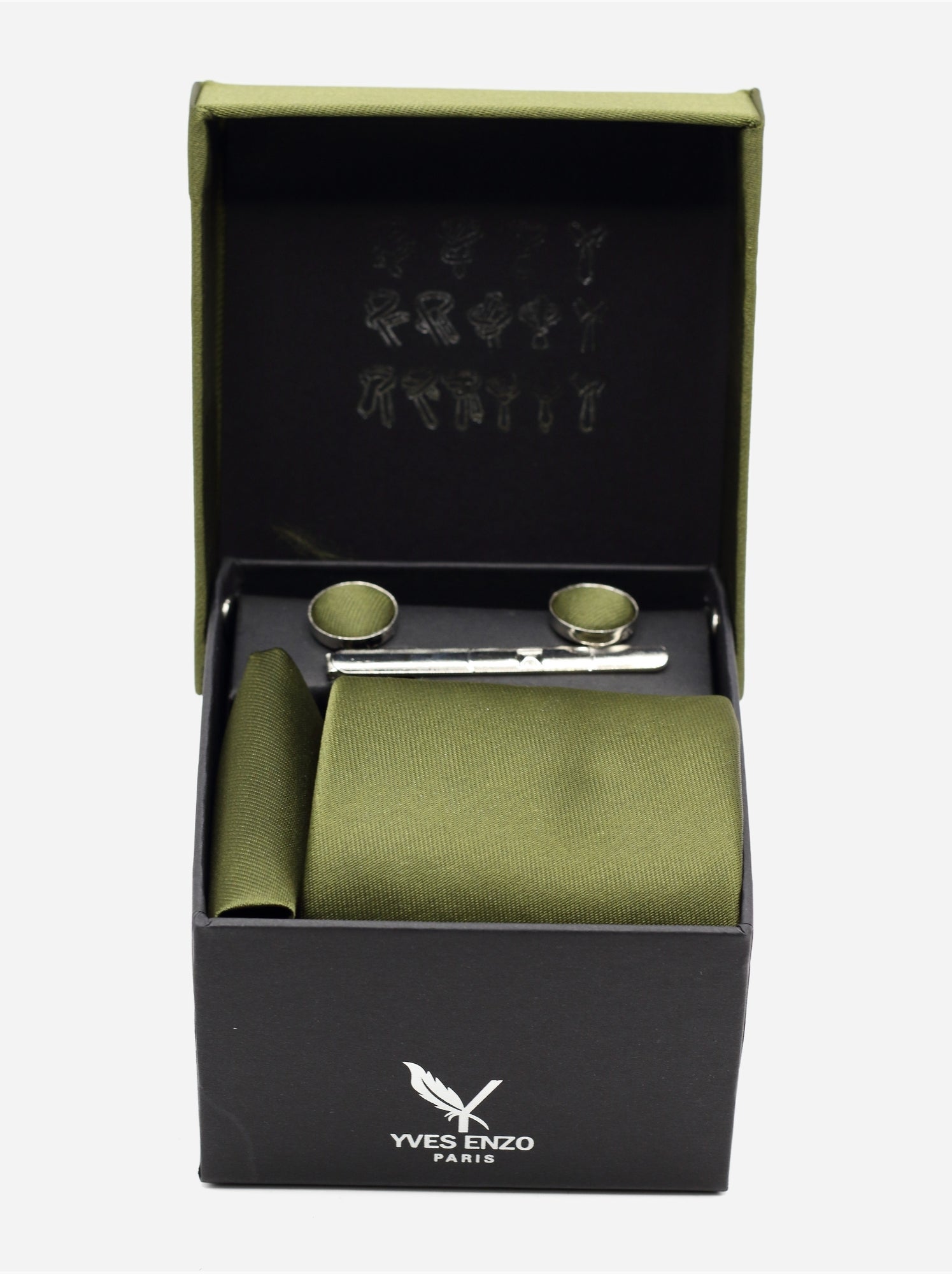 Cravate en coffret - Yves Enzo - Kaki