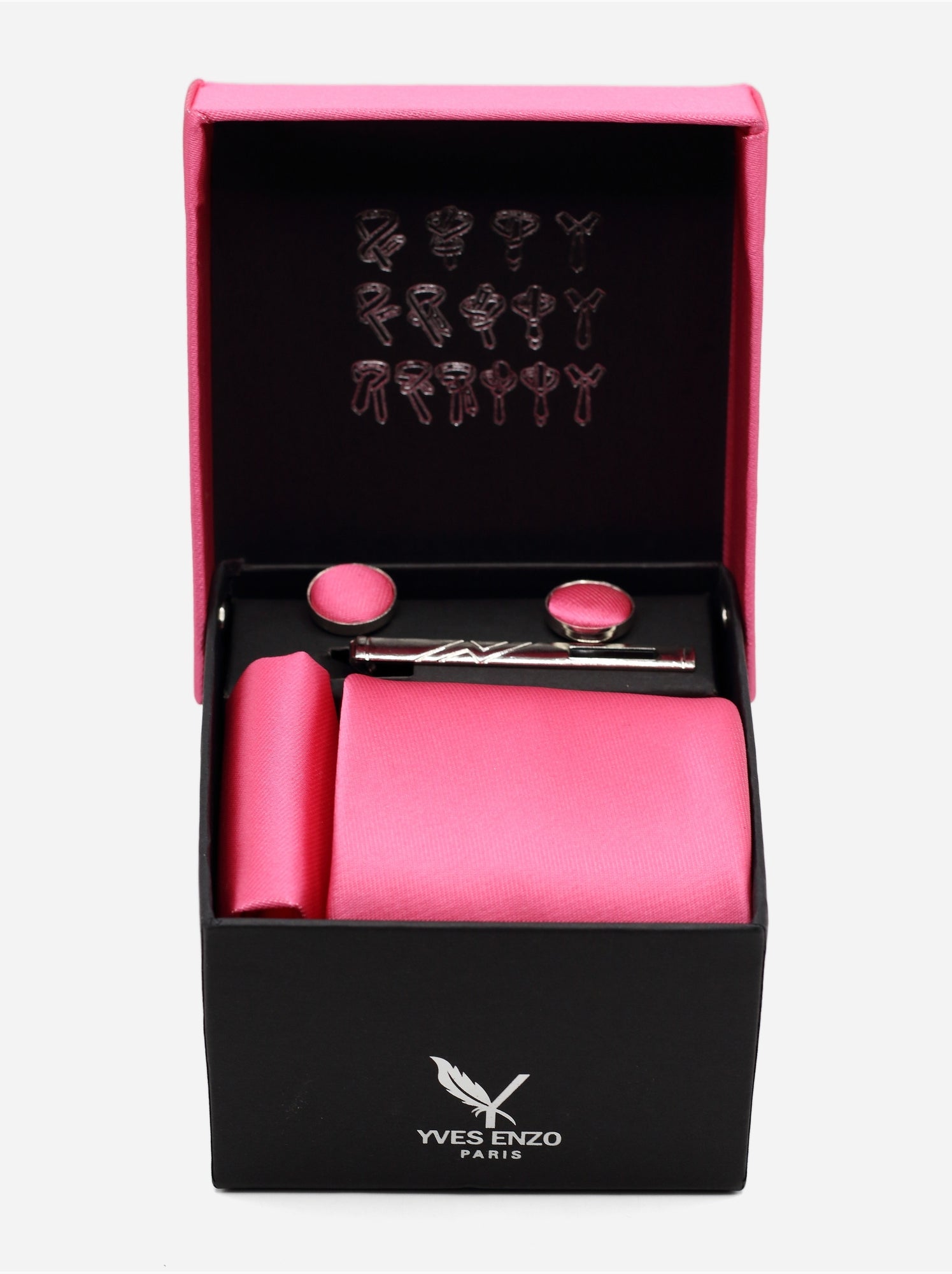 Cravate en coffret - Yves Enzo - Magenta