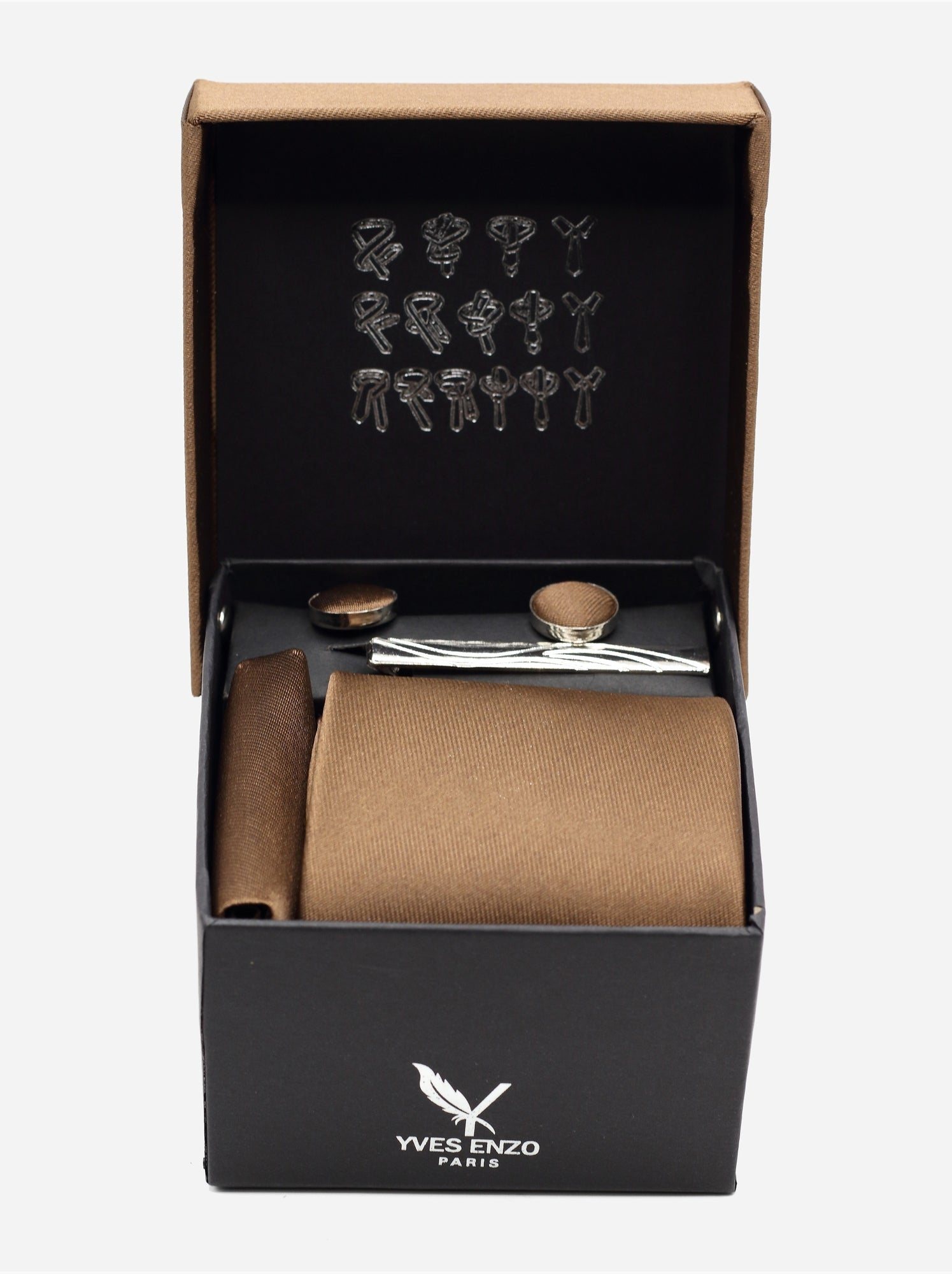 Cravate en coffret - Yves Enzo - Marron