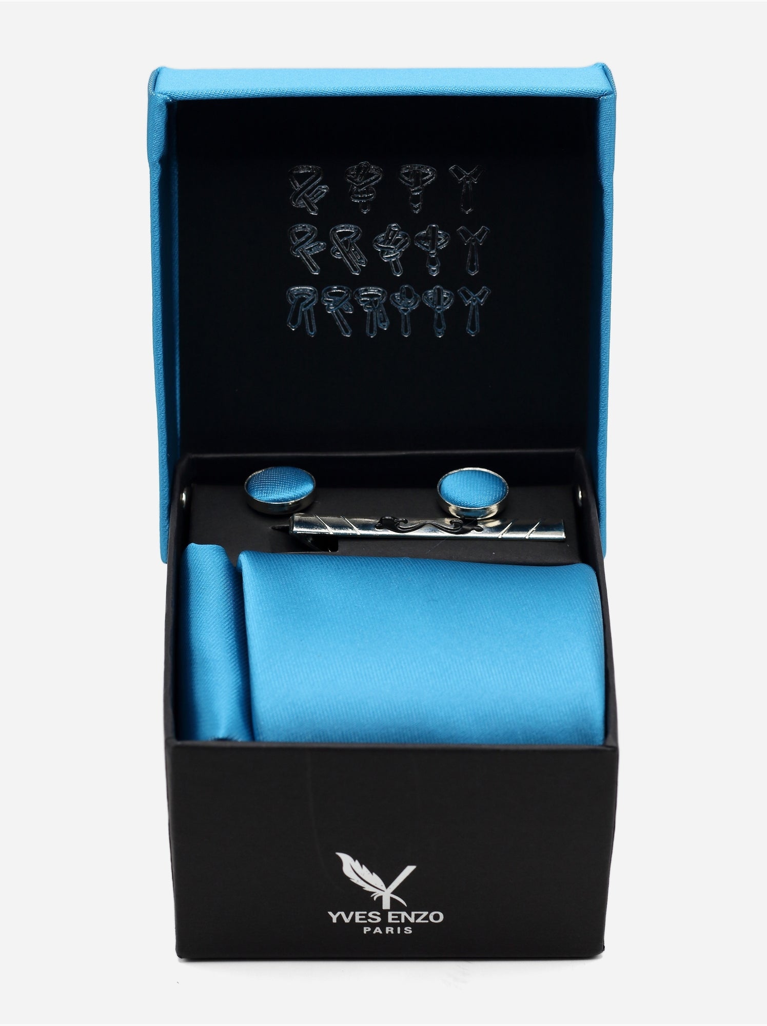 Cravate en coffret - Yves Enzo - Turquoise