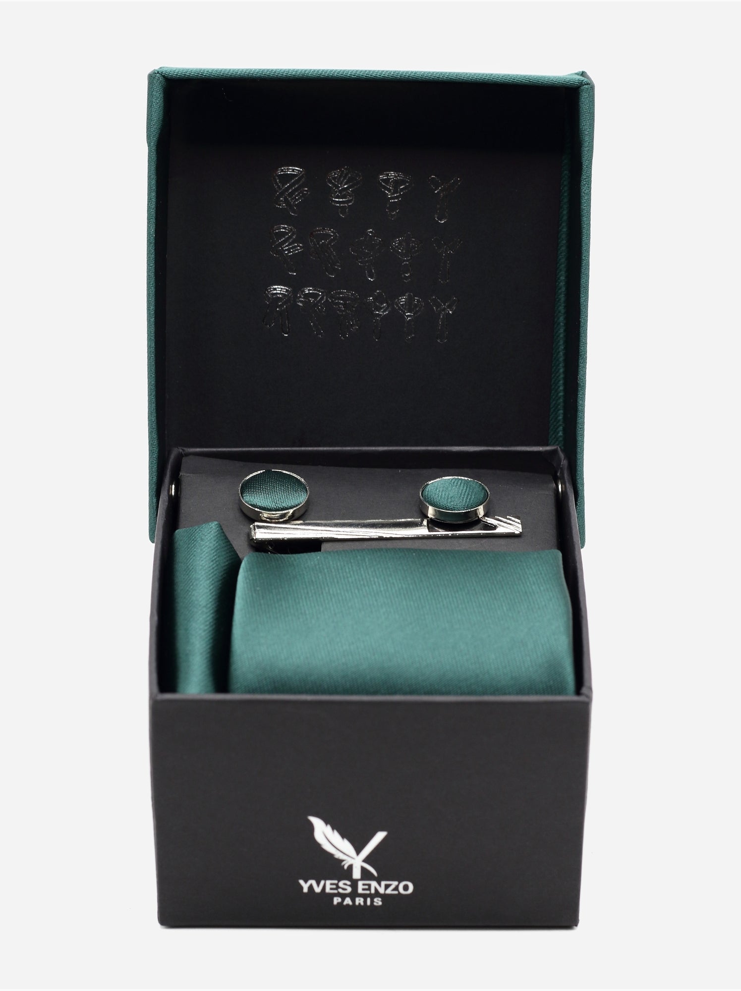 Cravate en coffret - Yves Enzo - Vert foncé