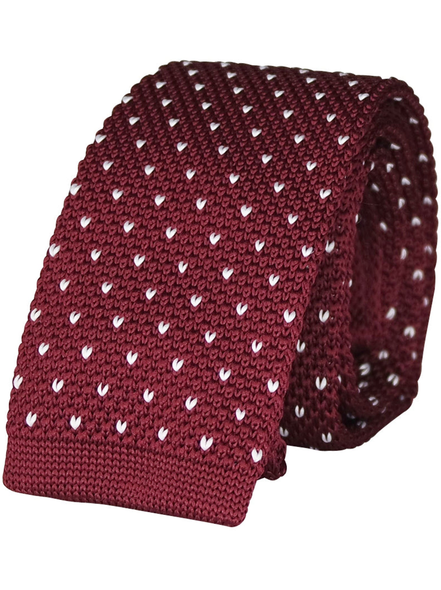 Cravate tricot ? pois - Bordeaux
