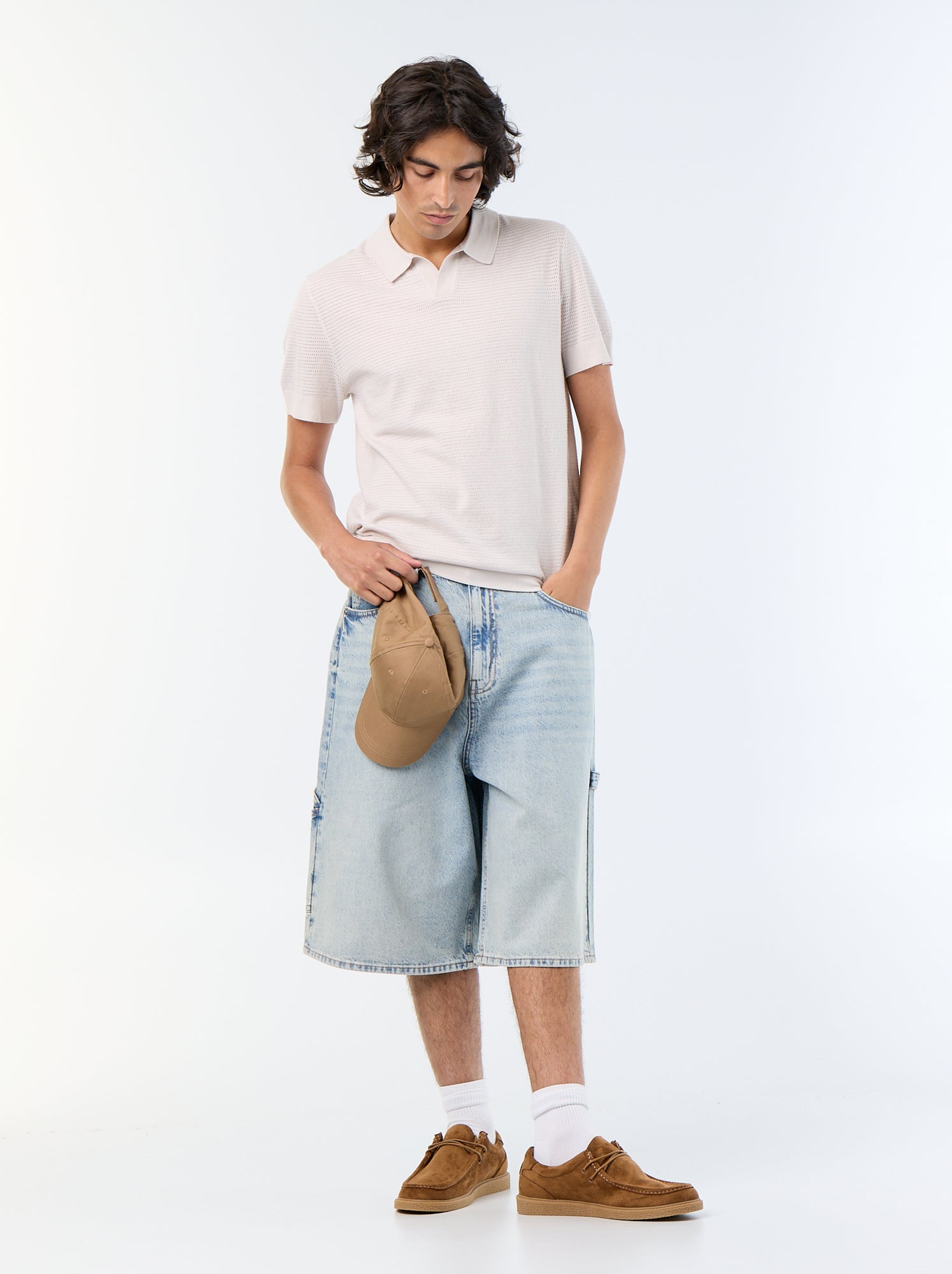 Polo en coton uni à manches courtes pour homme - Gris