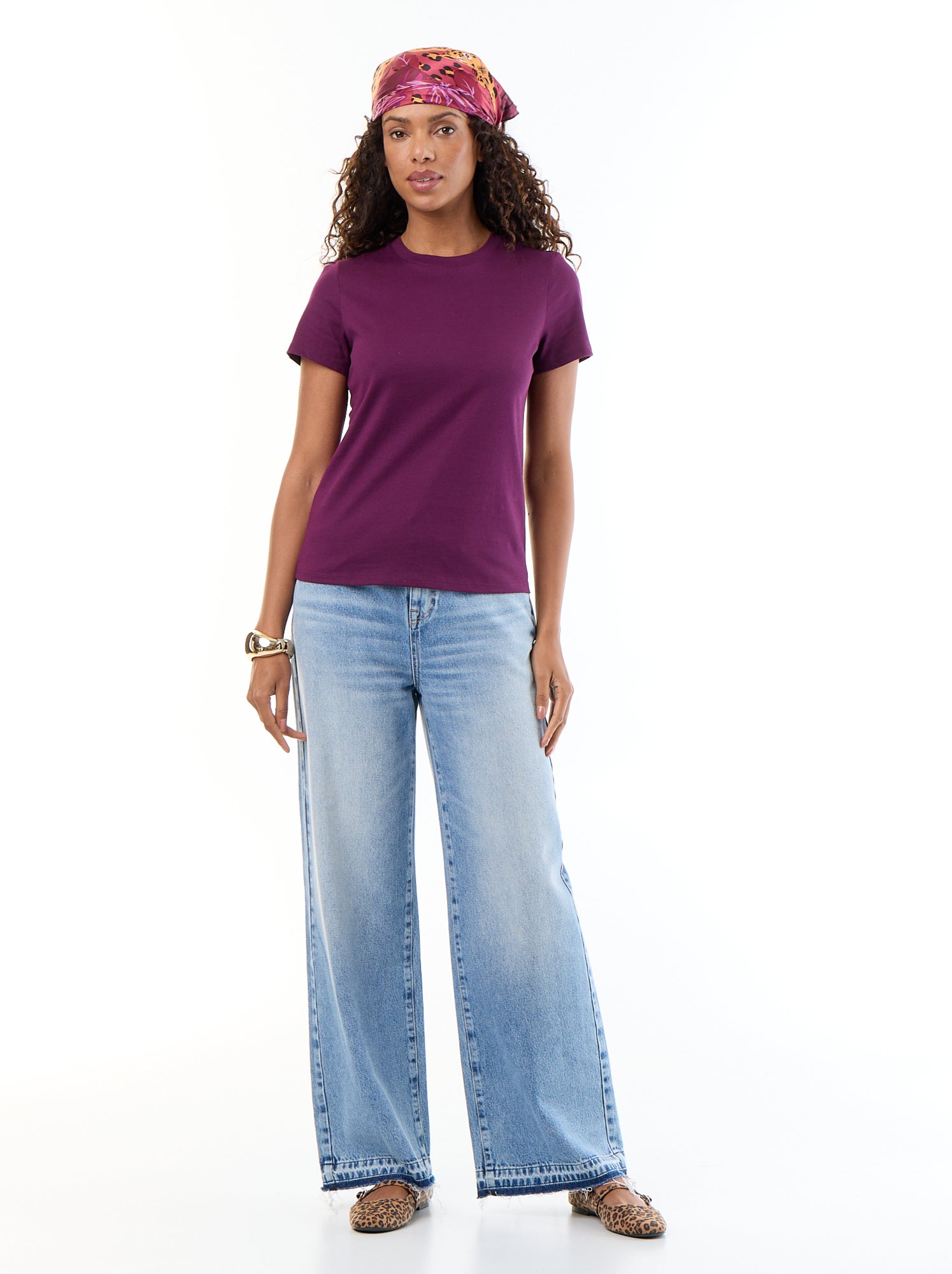 Tee-shirt en jersey manches courtes - Violet (ESW74_38)