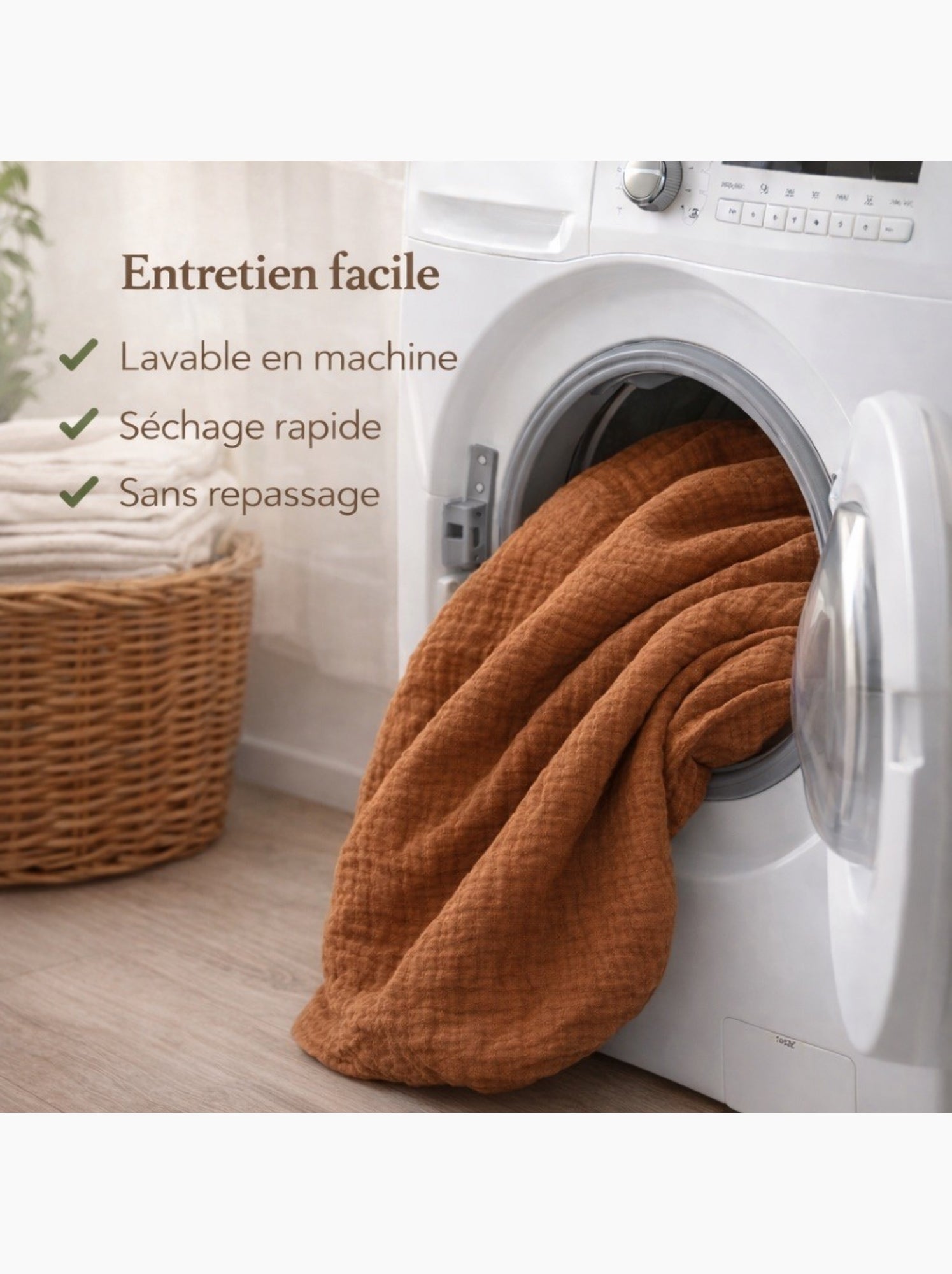 Parure de lit en Gaze de Coton - Promo linge - Marron glacé