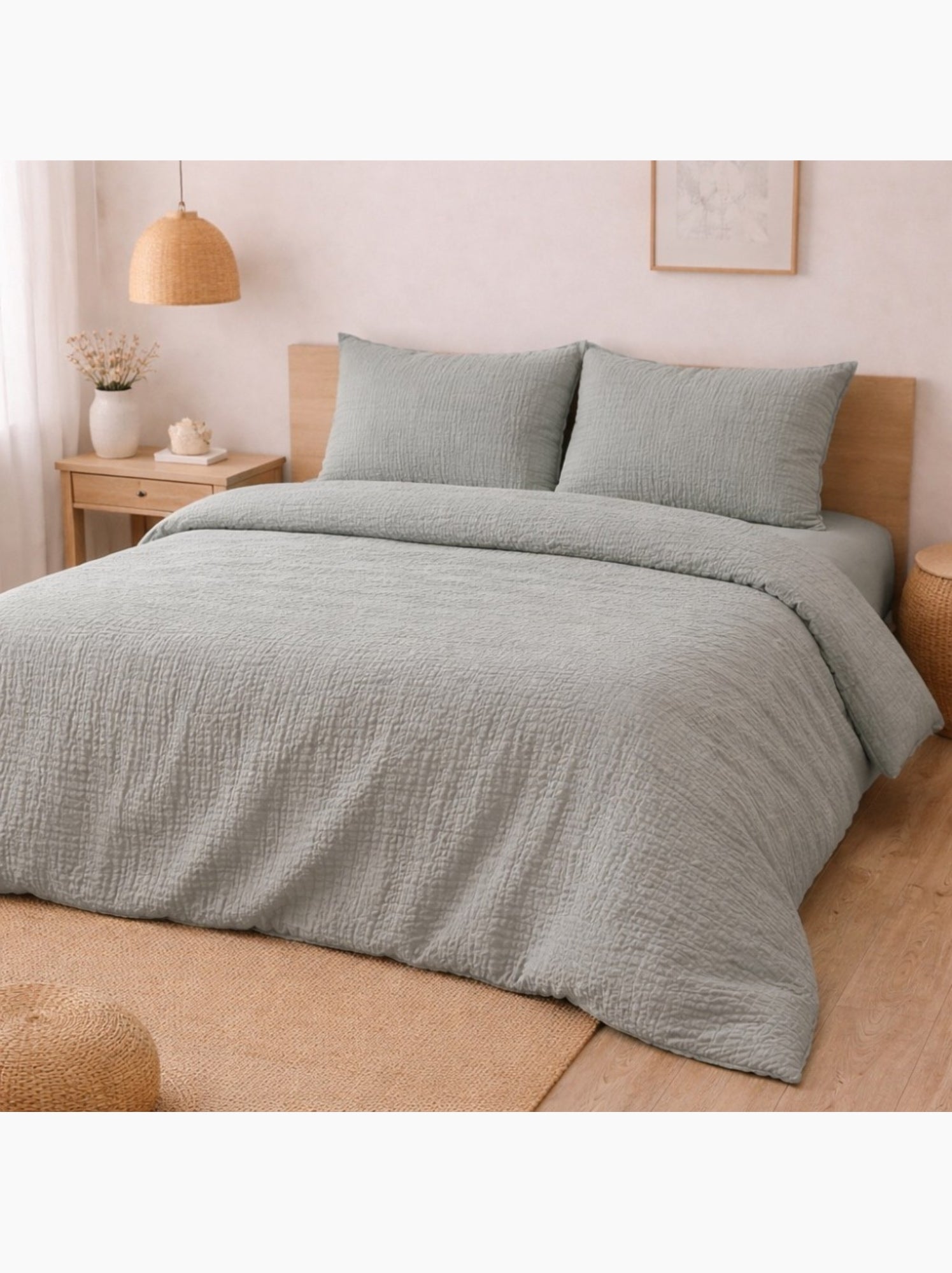 Parure de lit en Gaze de Coton - Promo linge - Gris