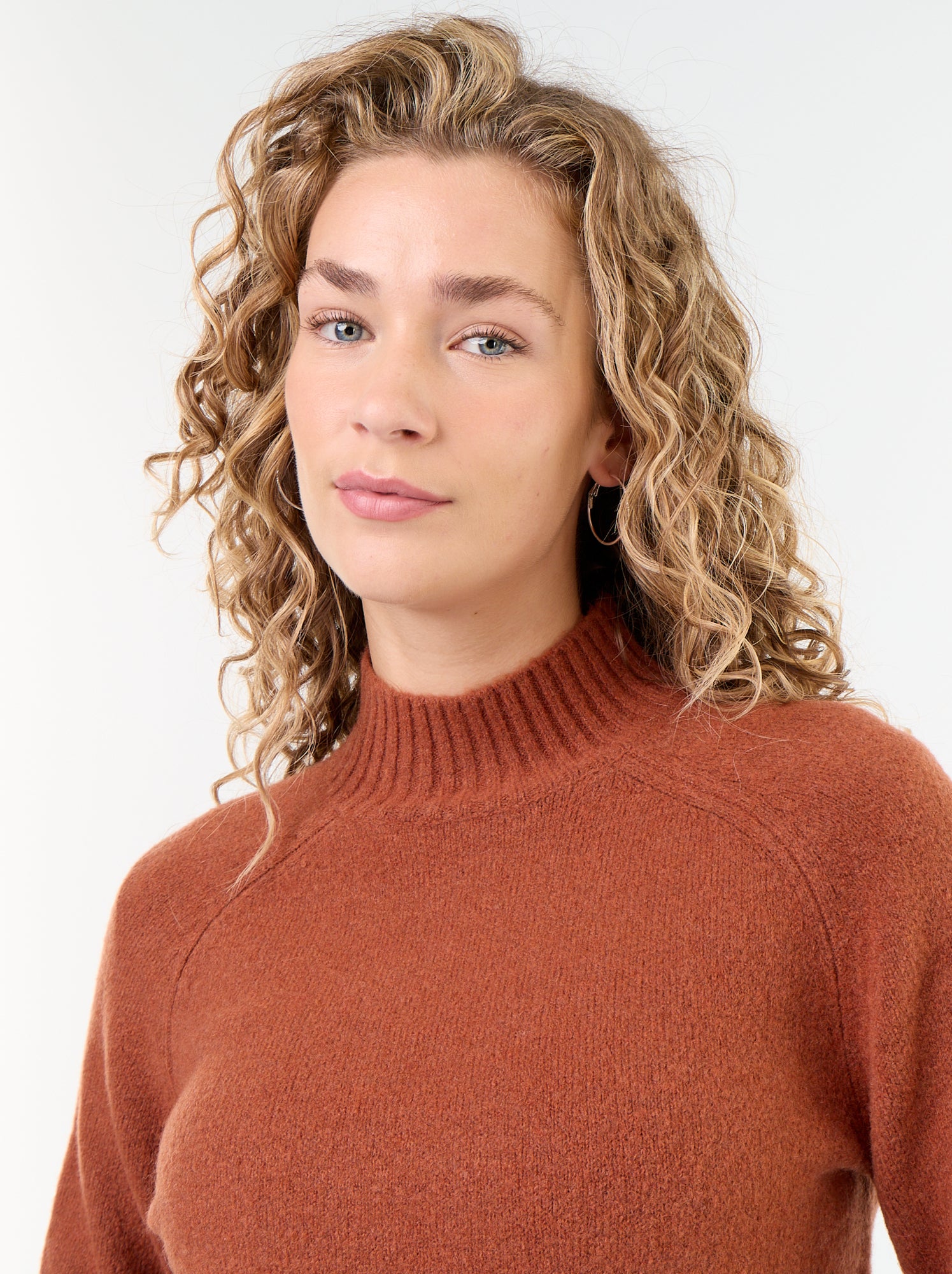 Pull col montant en rib - Orange