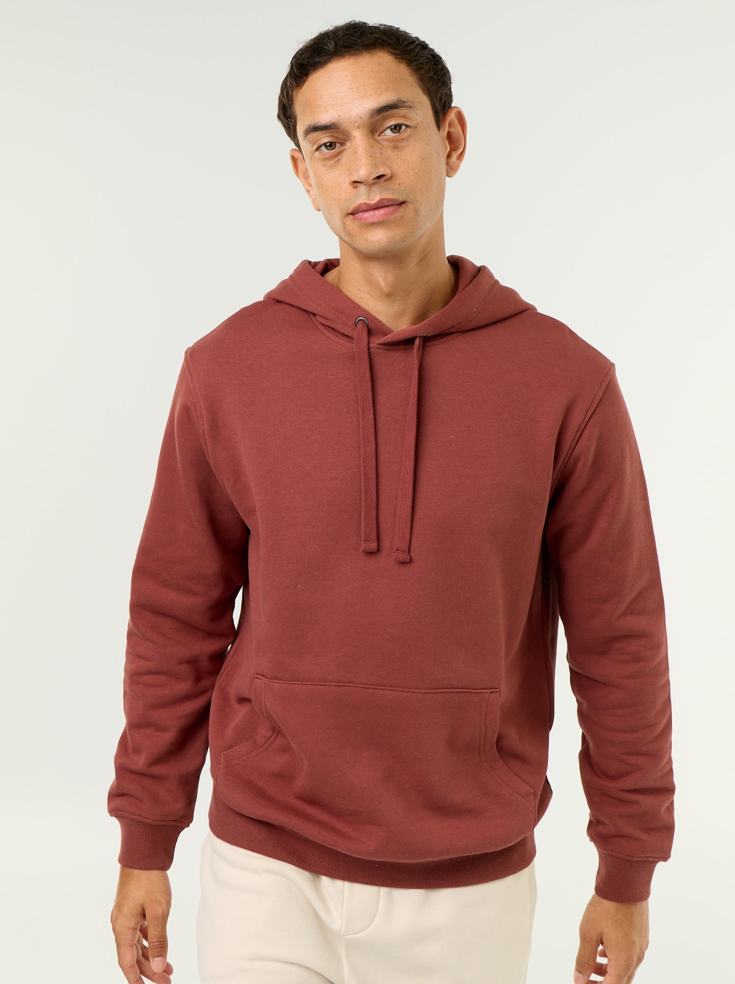 Sweat uni à capuche - Marron (FZV91_6)