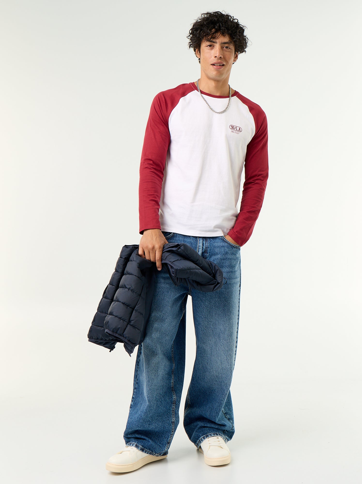 T-shirt imprimé avec manches longues raglan - Rouge