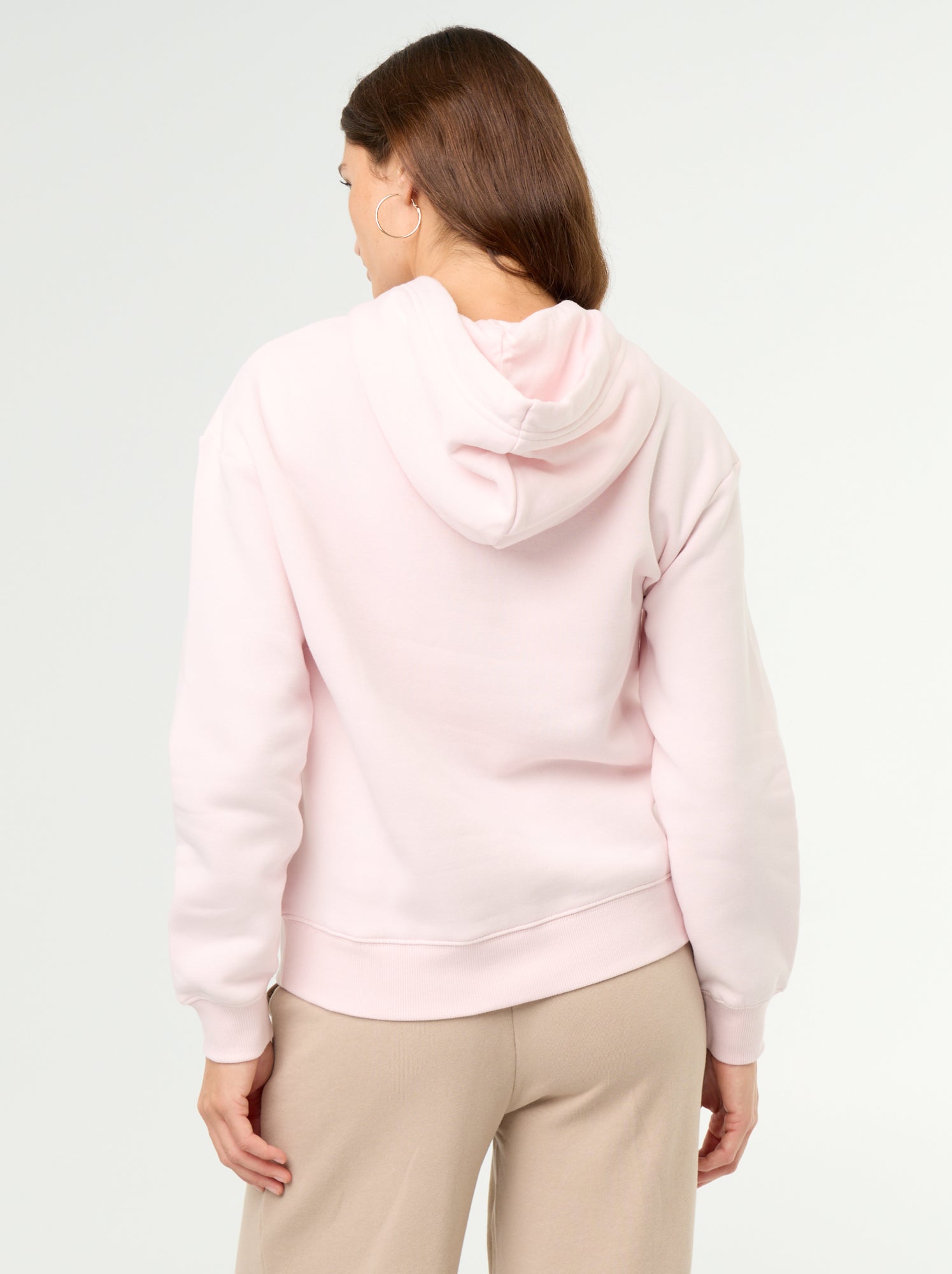 Sweat à capuche uni avec poche kangourou - Rose (FVQ66_4)
