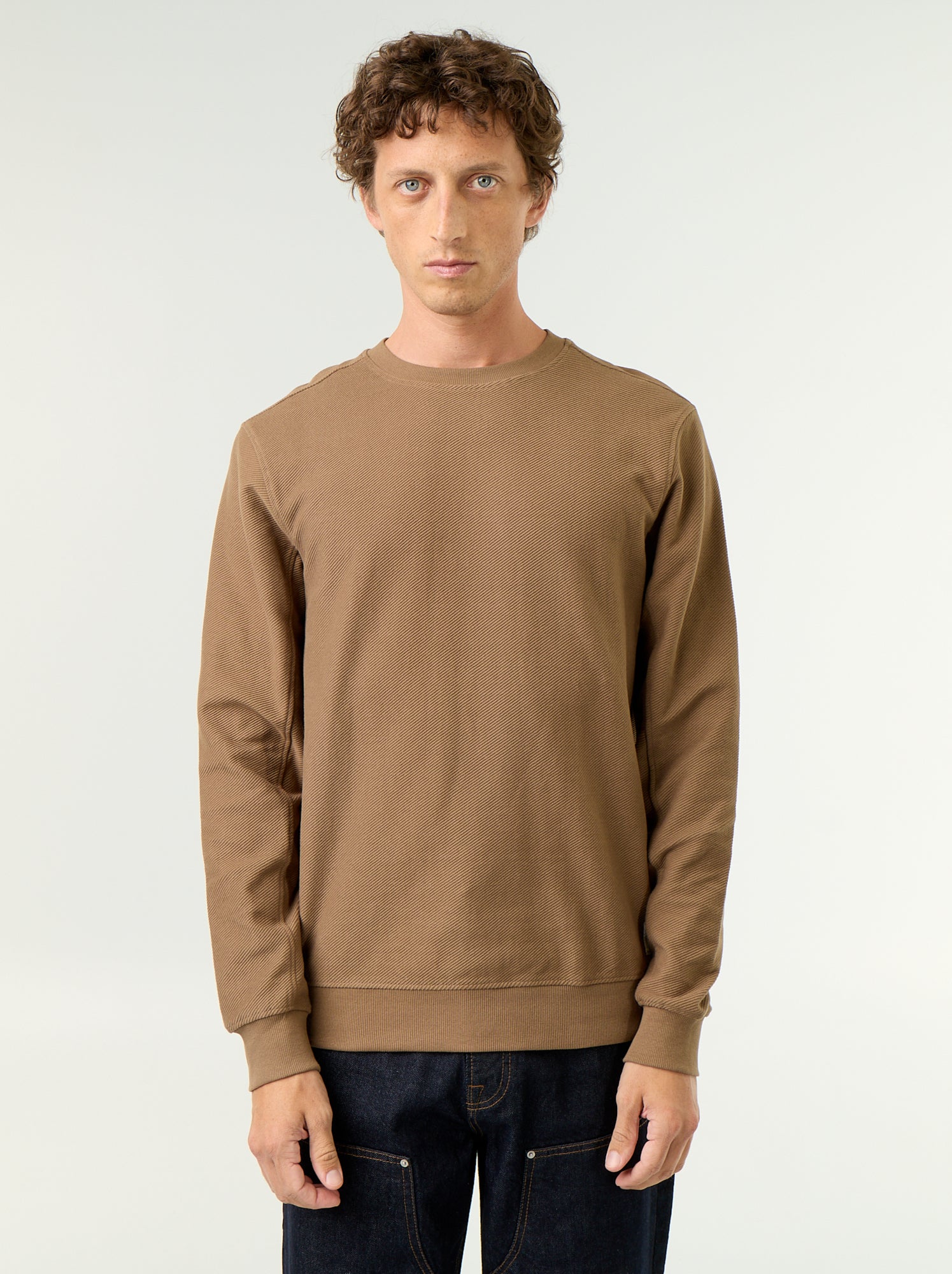 Pull en maille fine jauge côtelée - Marron
