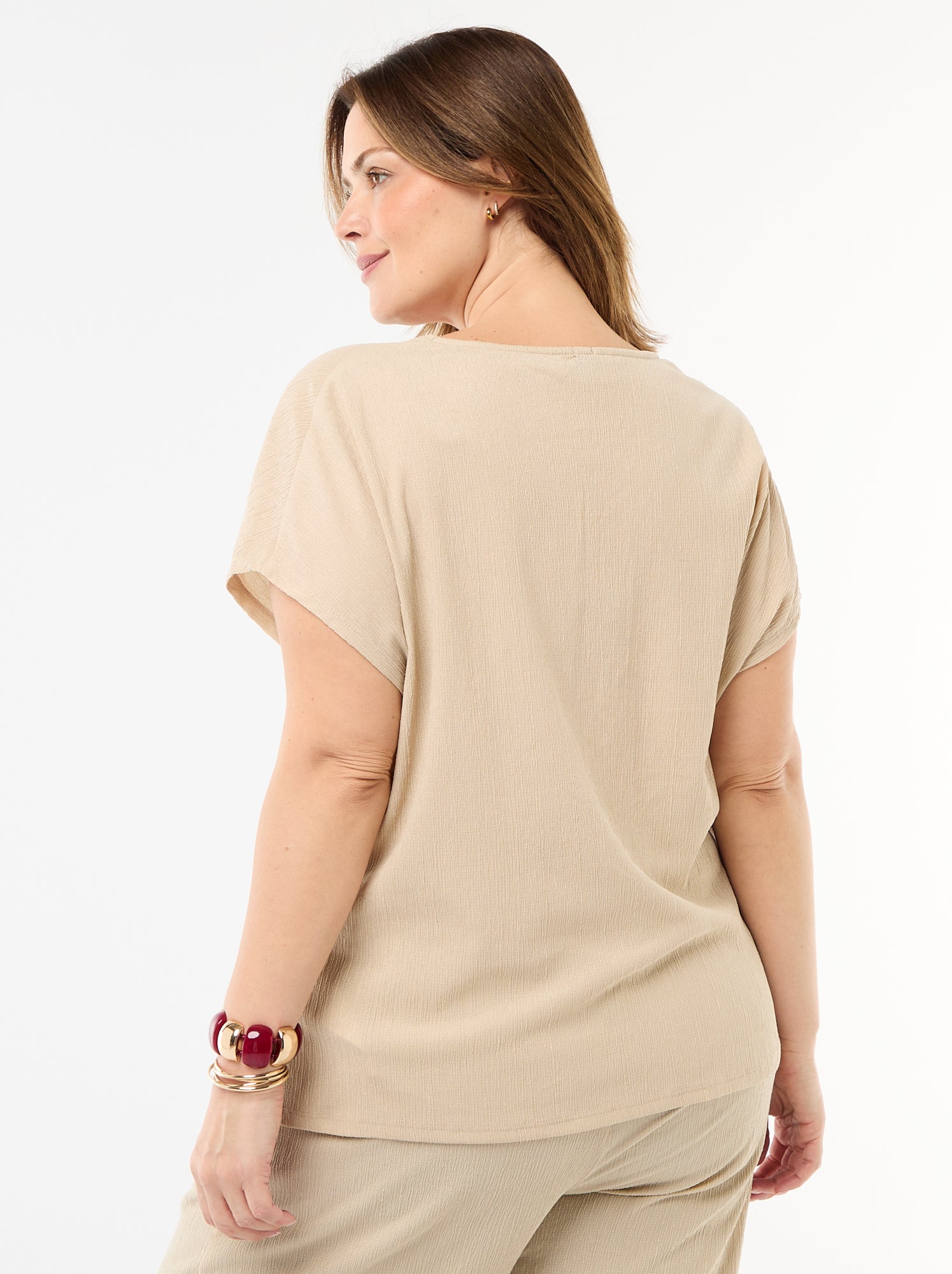 Débardeur à boutons dorés - Beige