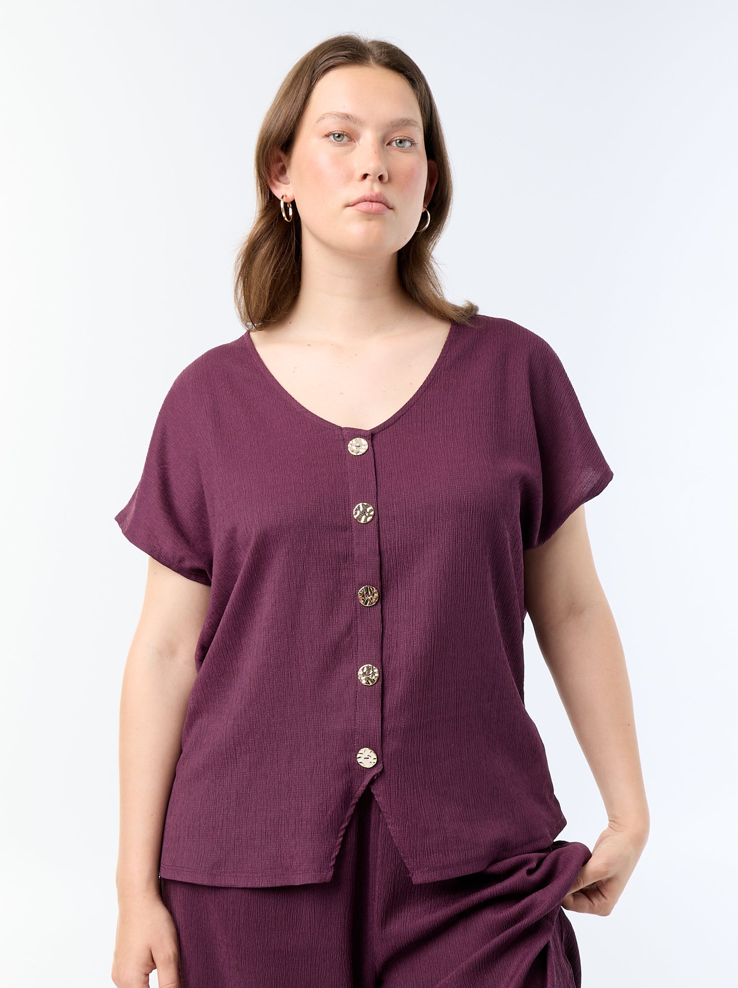 Débardeur à boutons dorés - Violet
