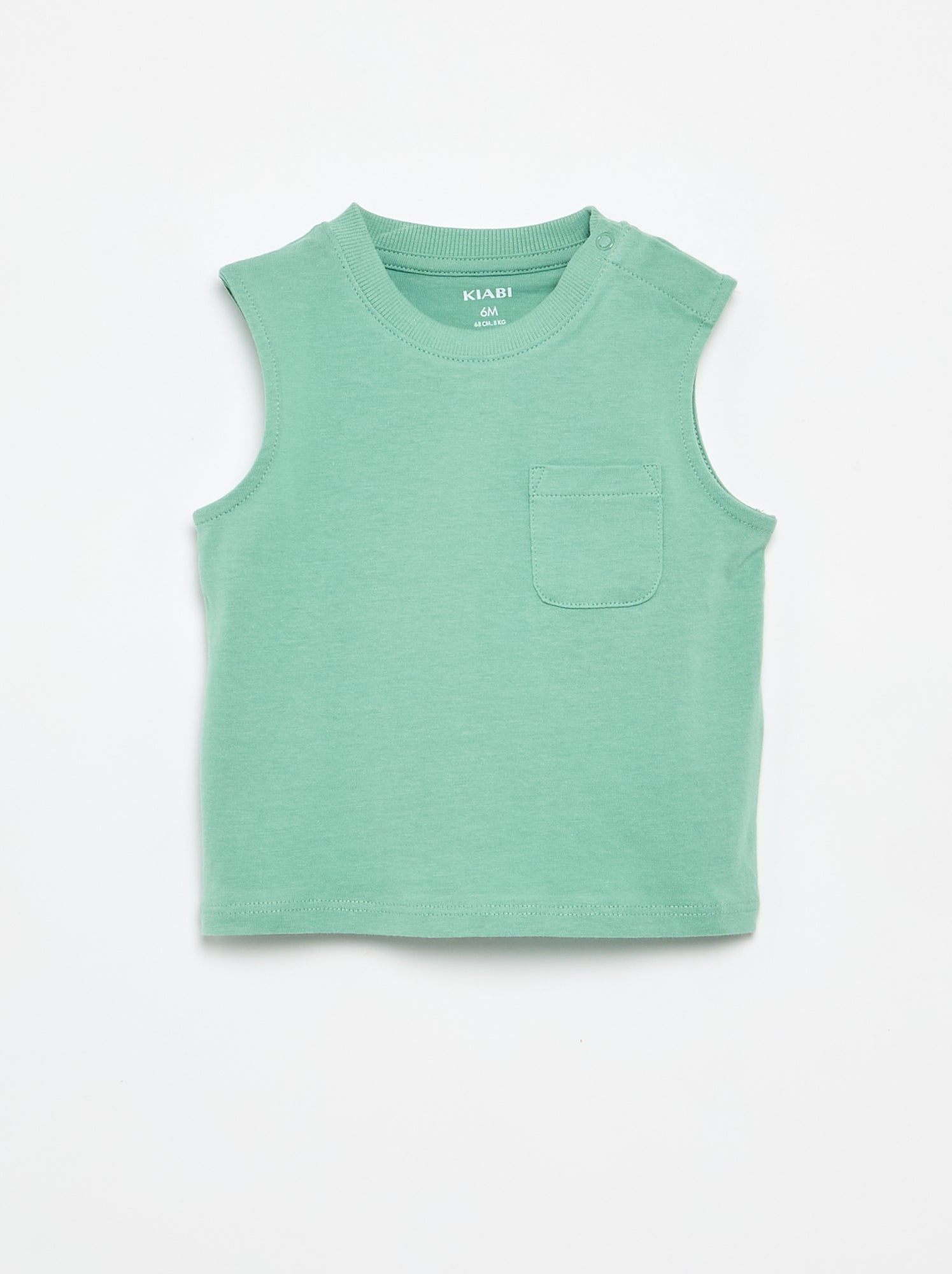 Débardeur en jersey de coton avec poche poitrine - Vert