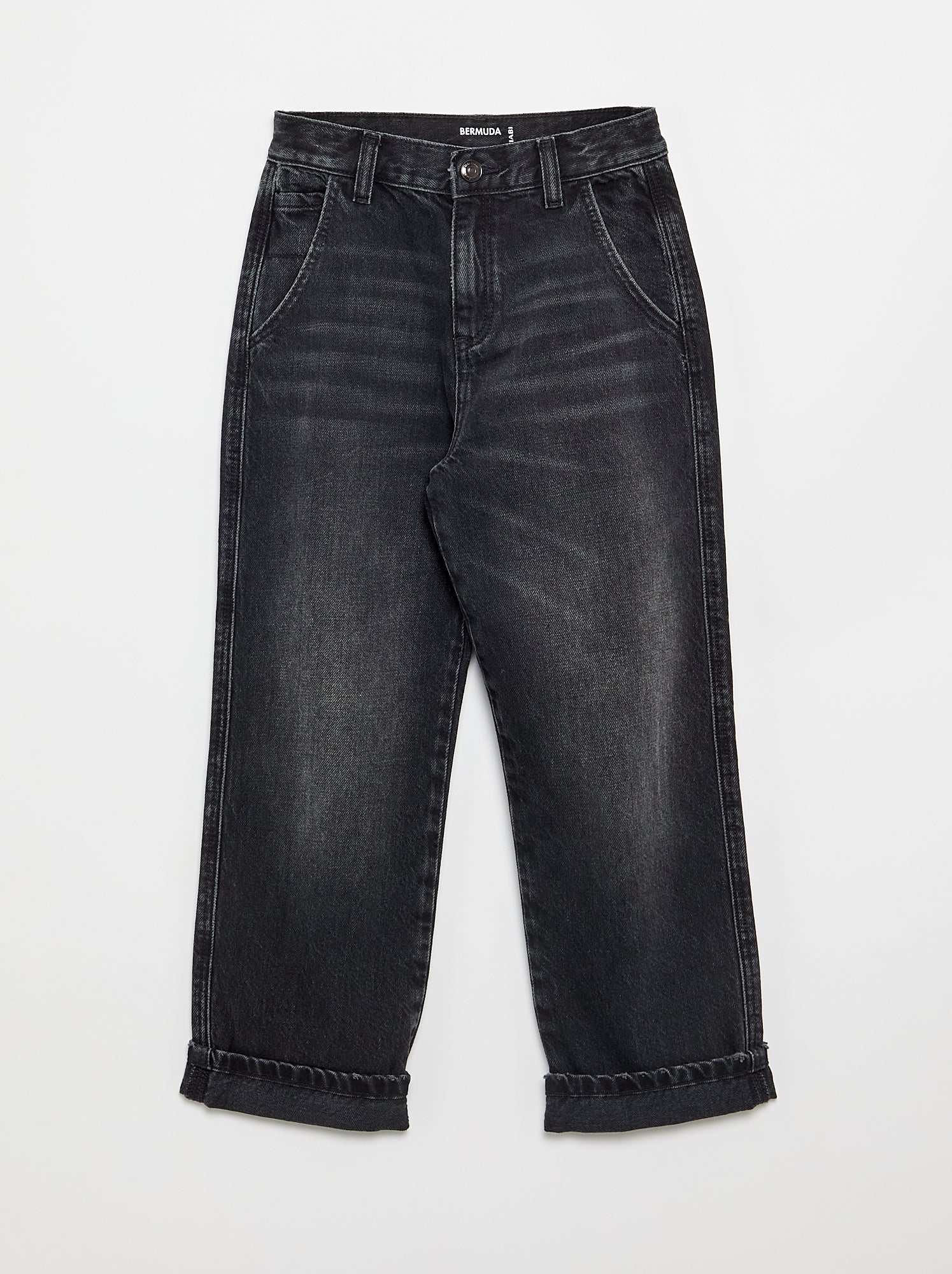 Denim coupe droite à 5 poches - Noir