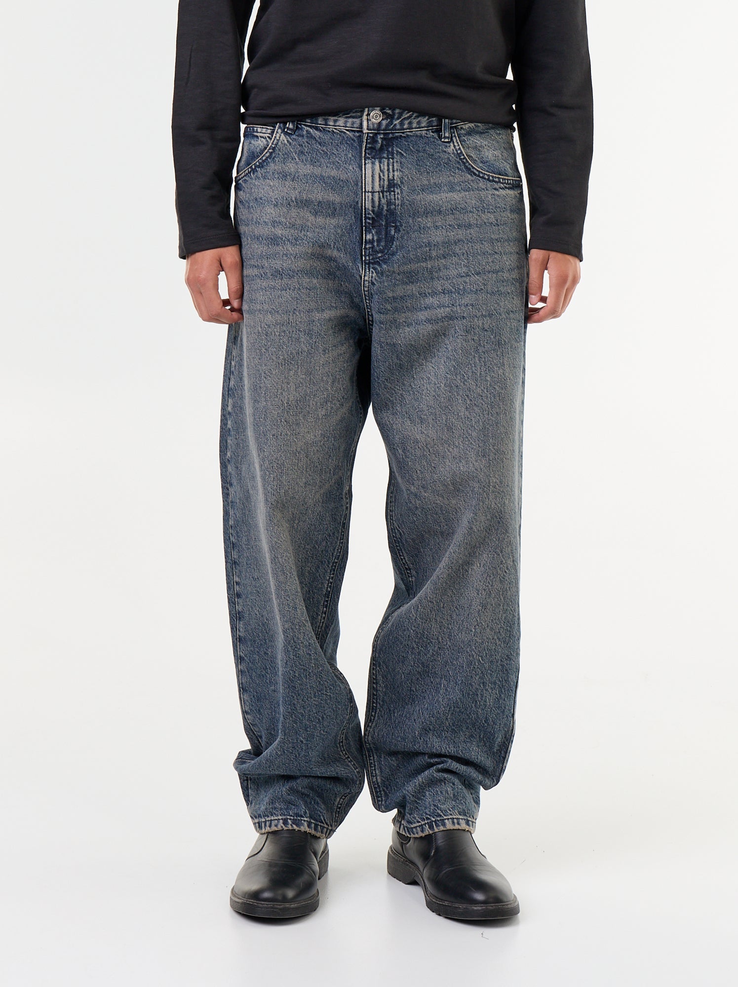 Denim coupe large 5 poches - Bleu