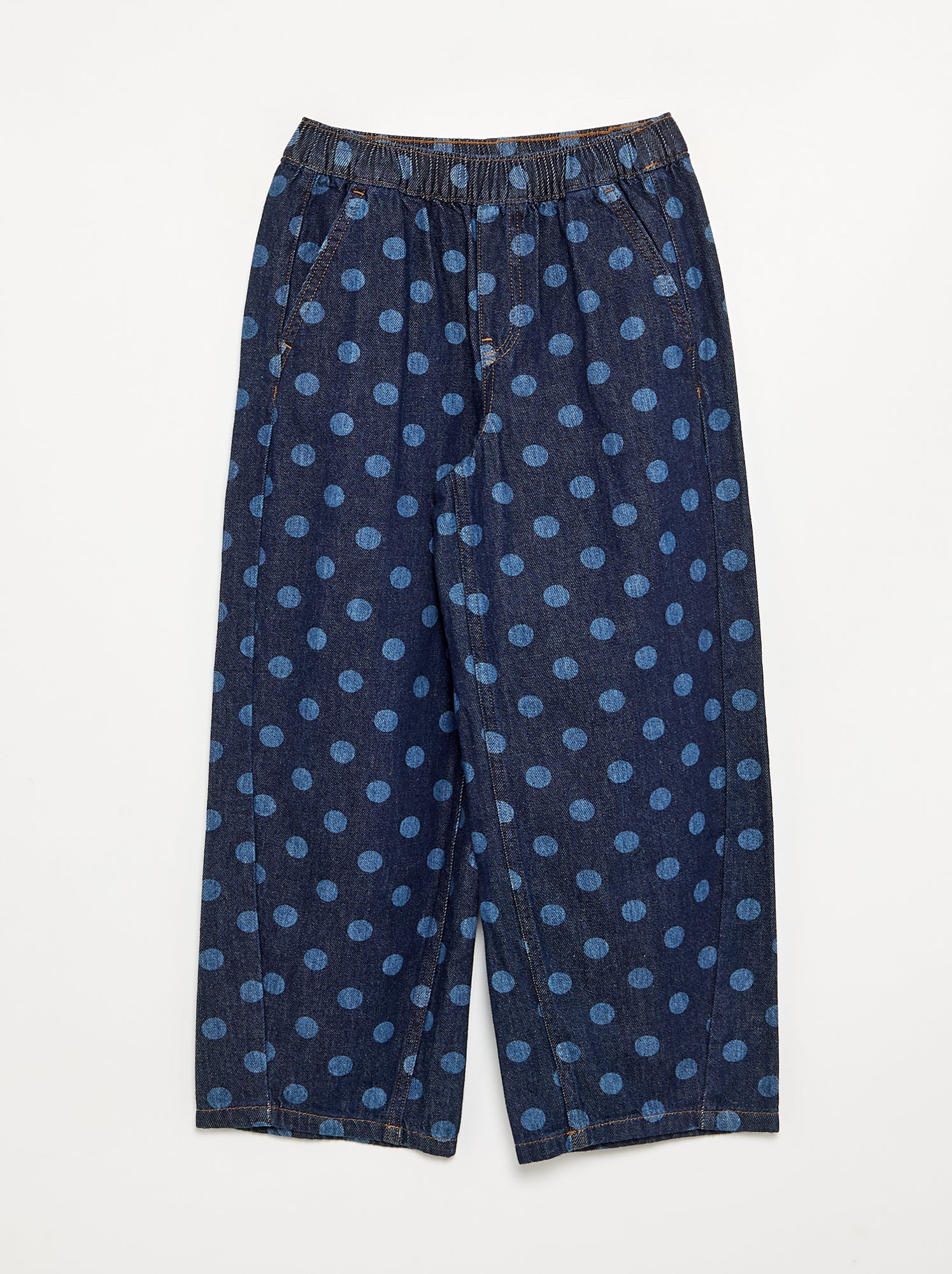Denim forme barrel imprimé 'pois' - Bleu (GJM21_1)