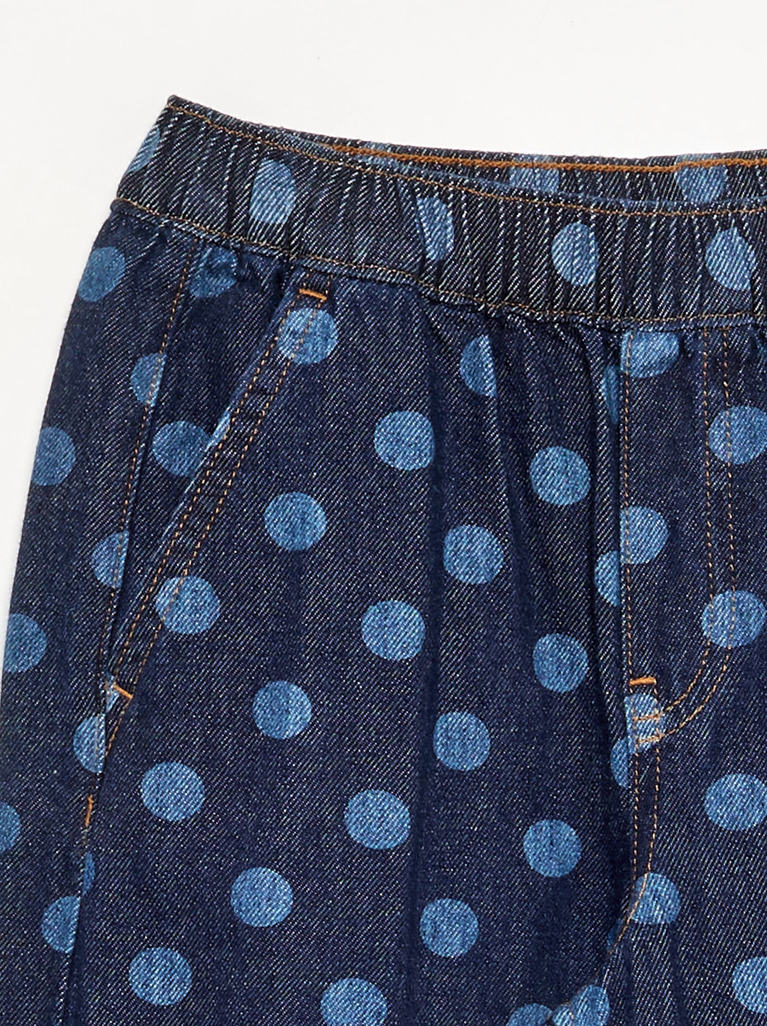 Denim forme barrel imprimé 'pois' - Bleu (GJM21_1)