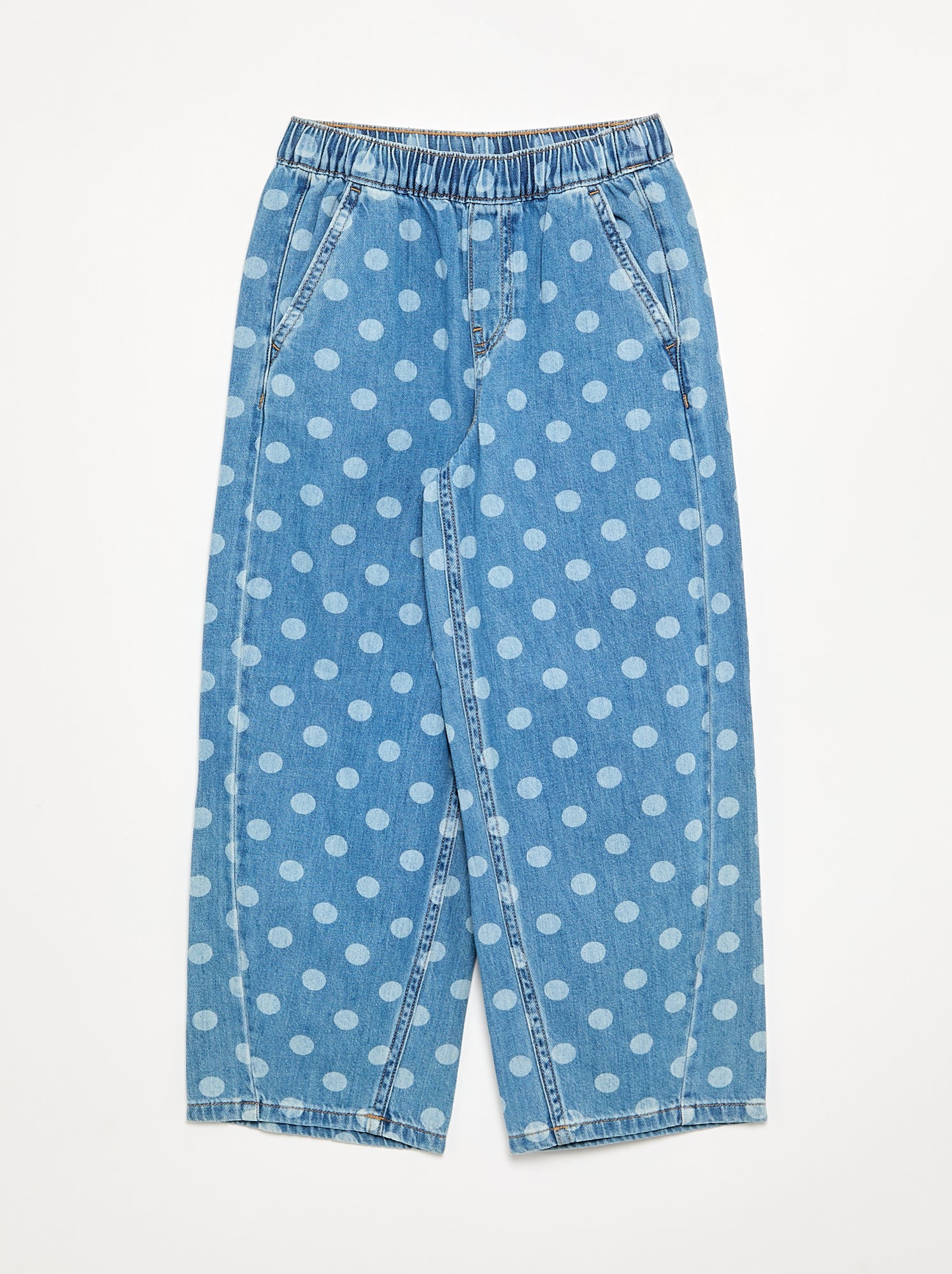 Denim forme barrel imprimé 'pois' - Bleu (GJM21_2)