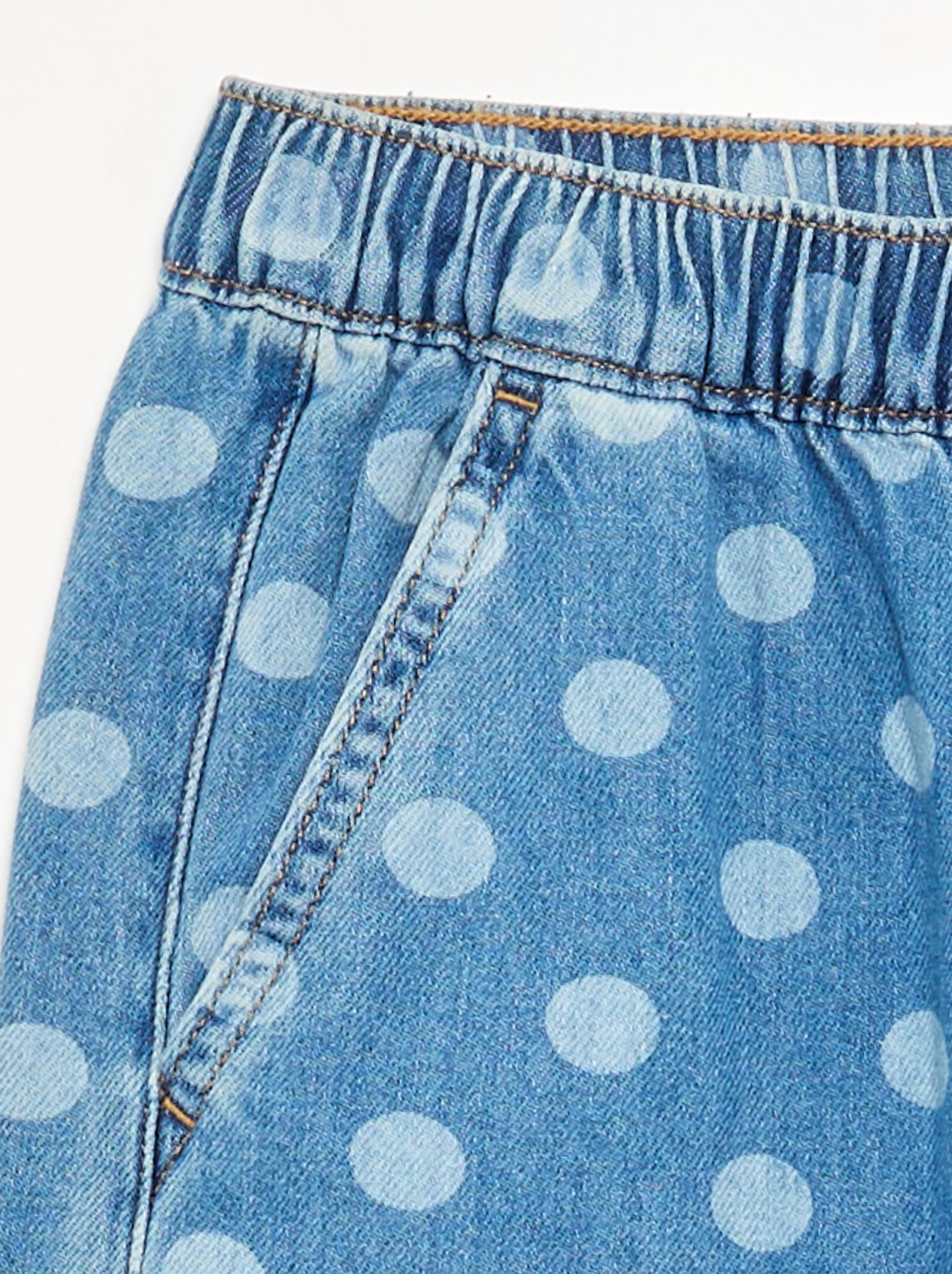 Denim forme barrel imprimé 'pois' - Bleu (GJM21_2)